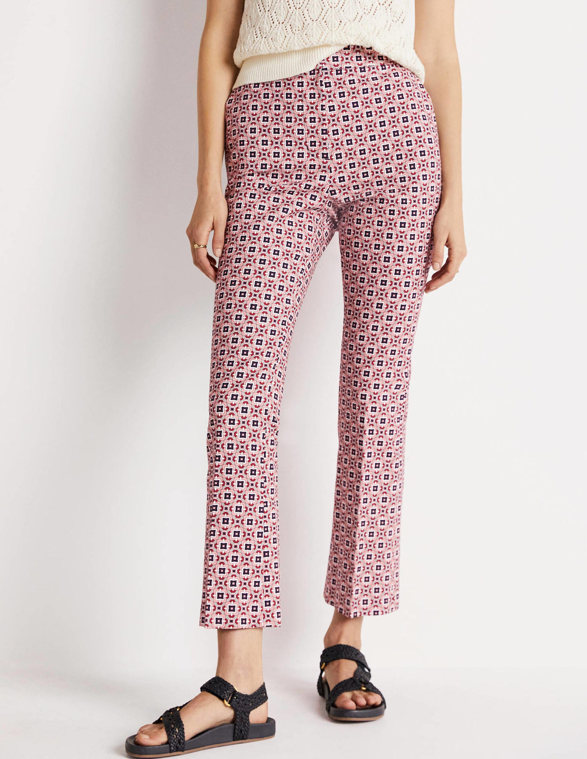 Cropped Flare Pants-Almond Pink, Square Geo - Image 4
