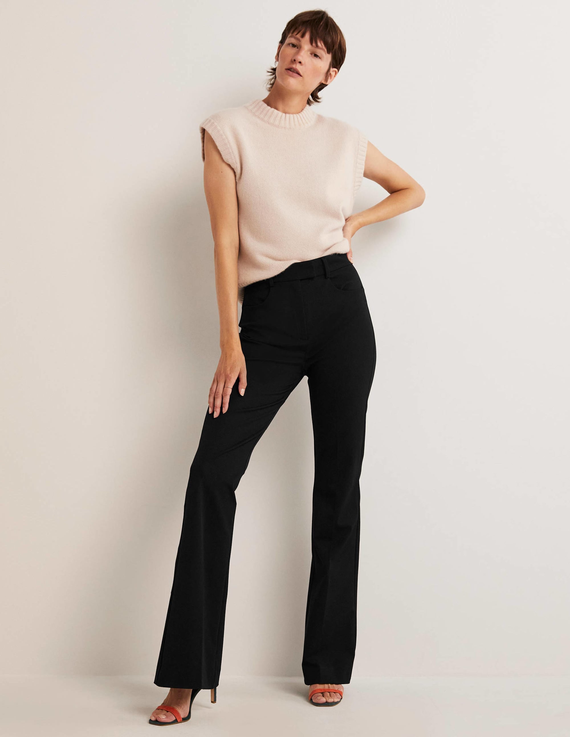 High Waisted Flared Pants-Black - Image 1