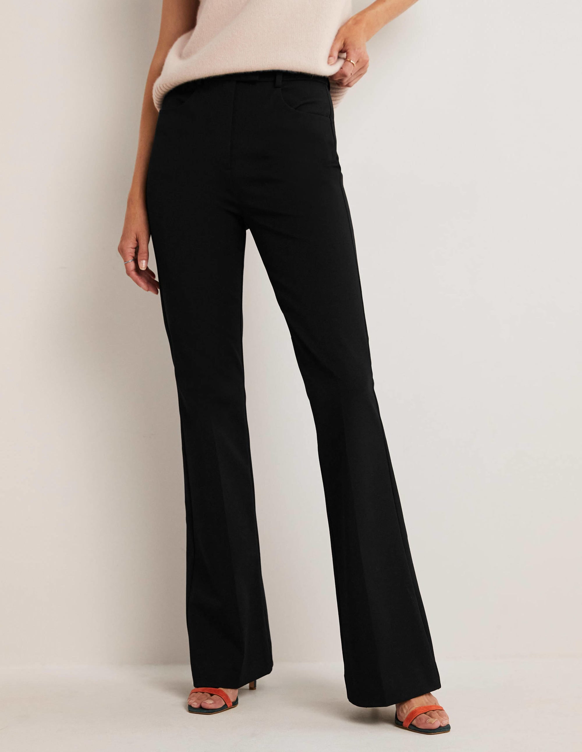 High Waisted Flared Pants-Black - Image 4