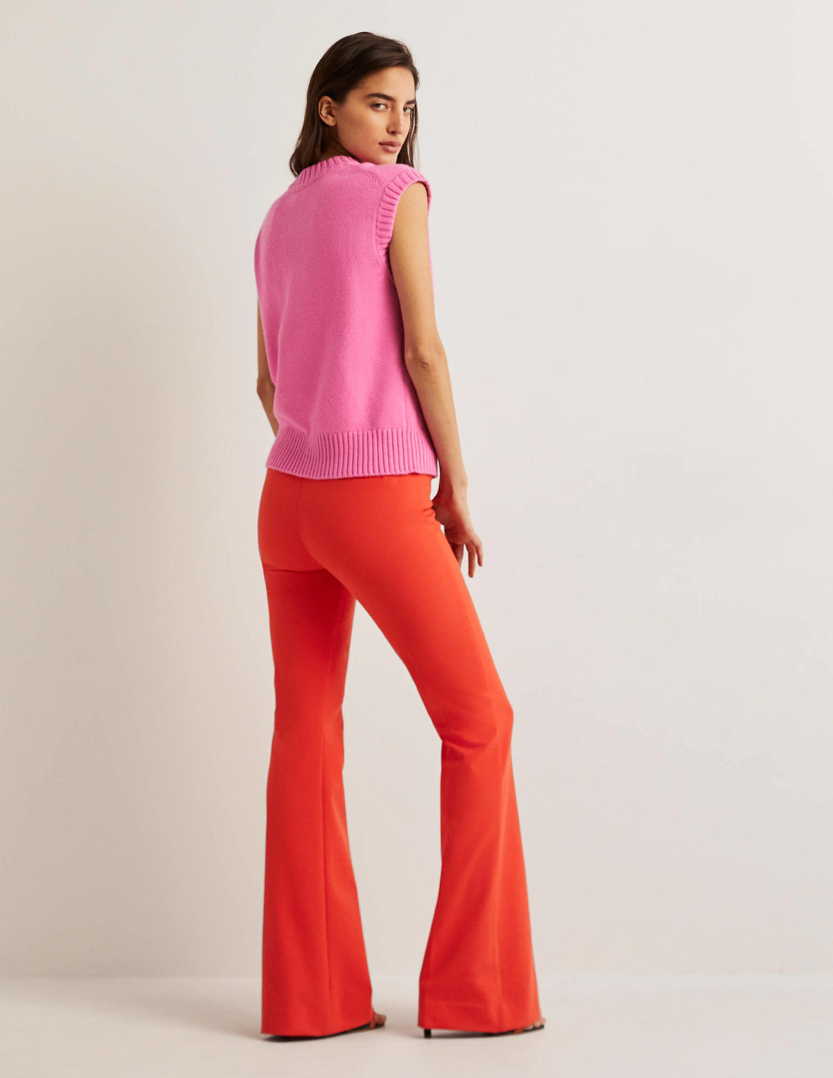 High Waisted Flared Pants-Rocket Red - Image 3
