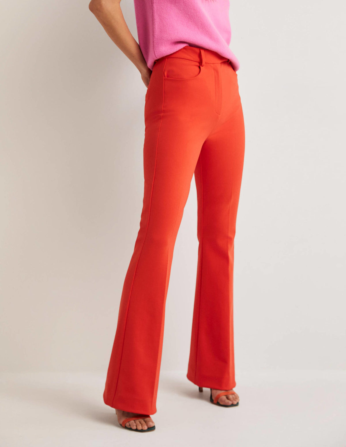 High Waisted Flared Pants-Rocket Red - Image 4