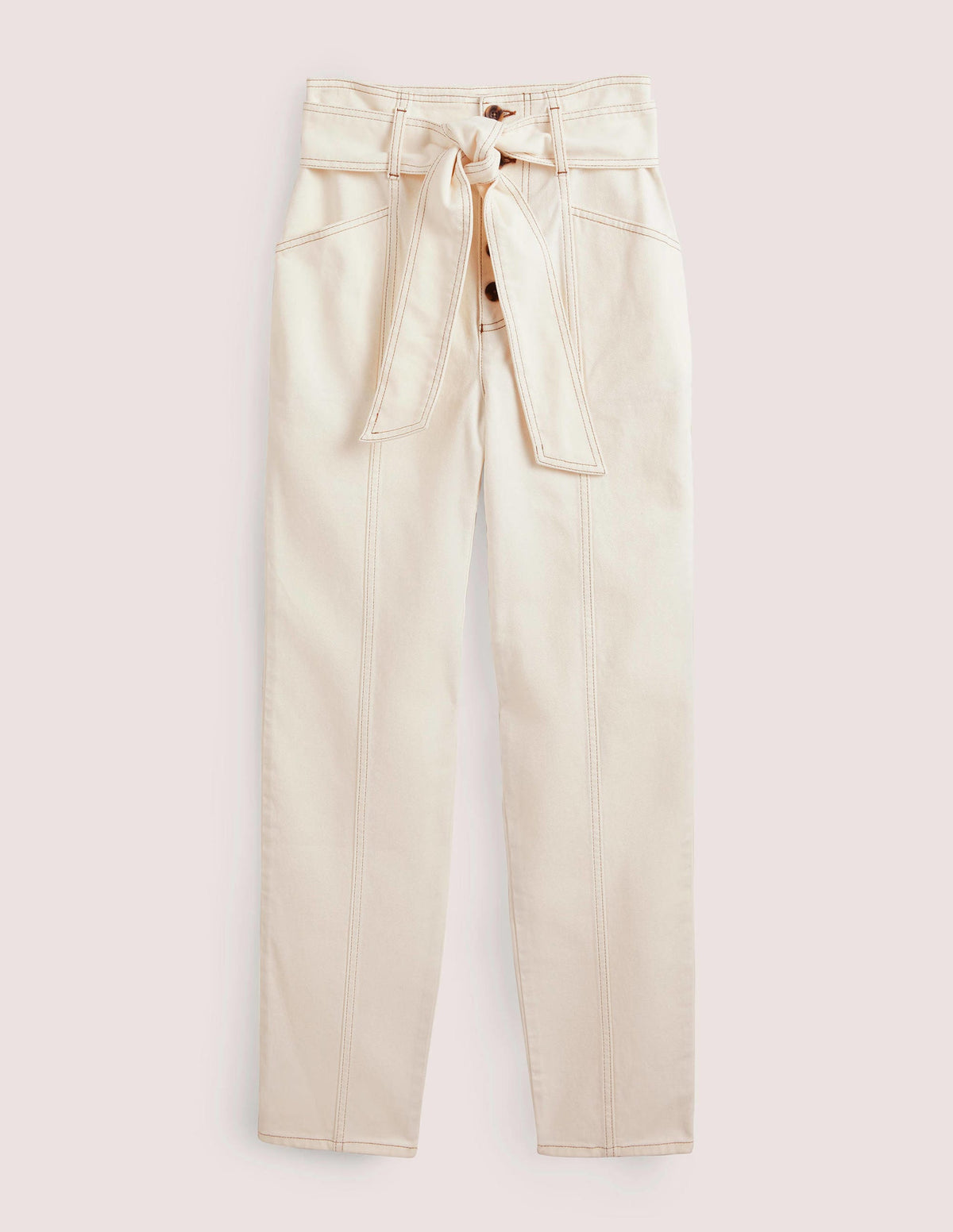 Belted High Rise Jeans-Ecru - Image 5