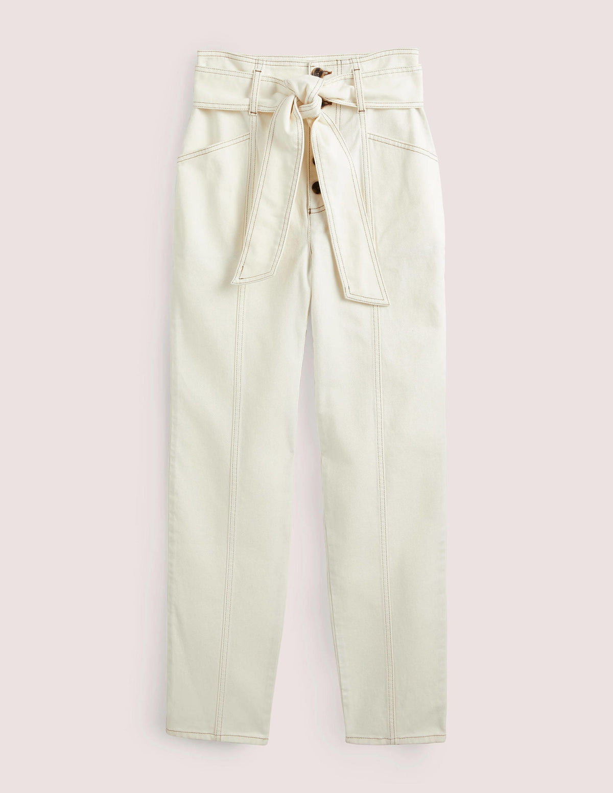 Belted High Rise Jeans-Ecru - Image 6