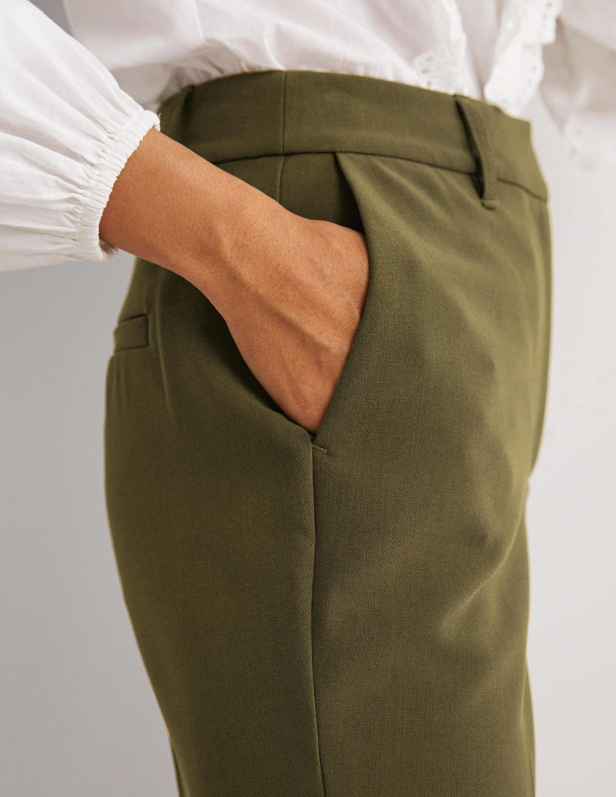 Tailored Turn Up Trousers-Basil Green - Image 2