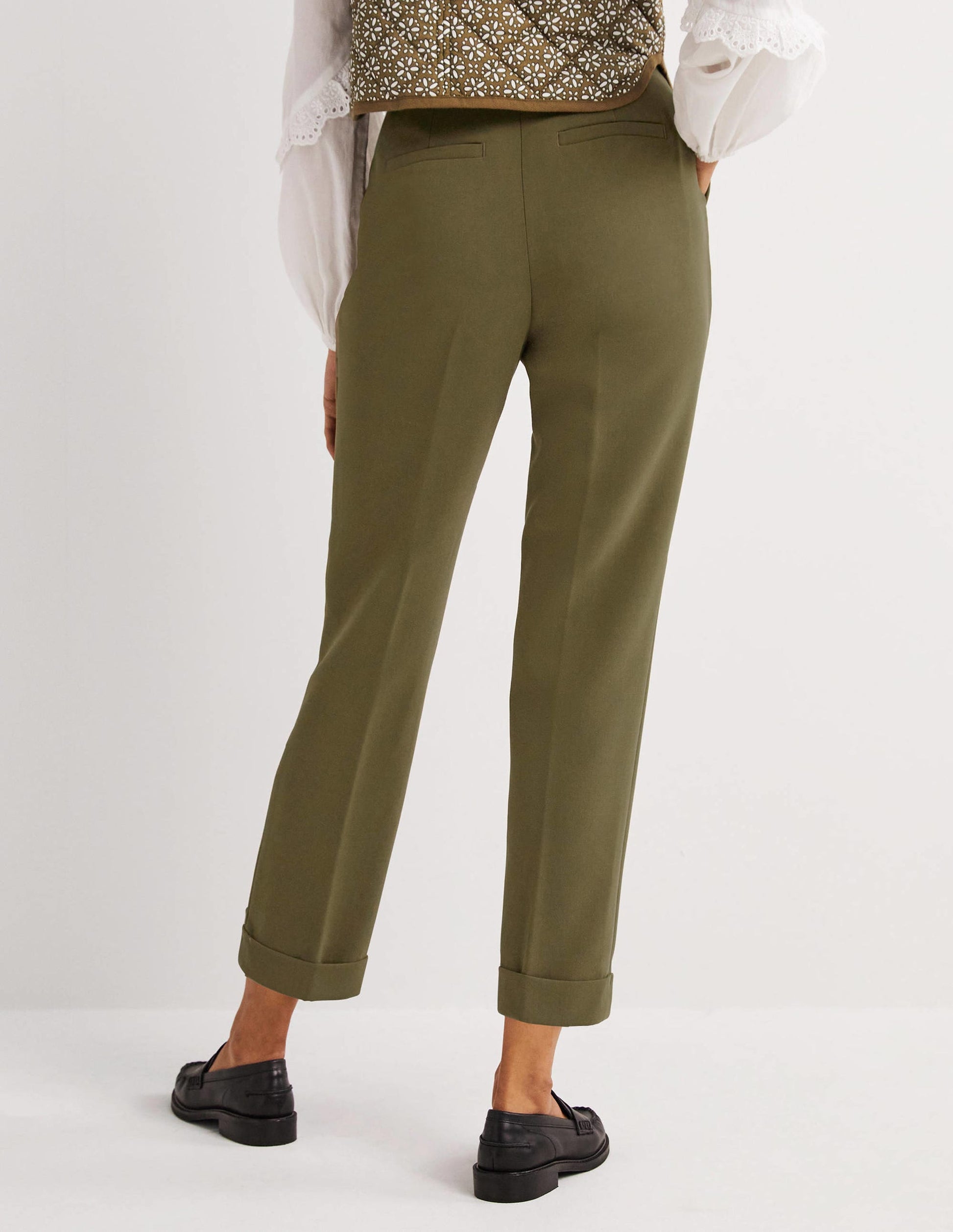 Tailored Turn Up Trousers-Basil Green-3