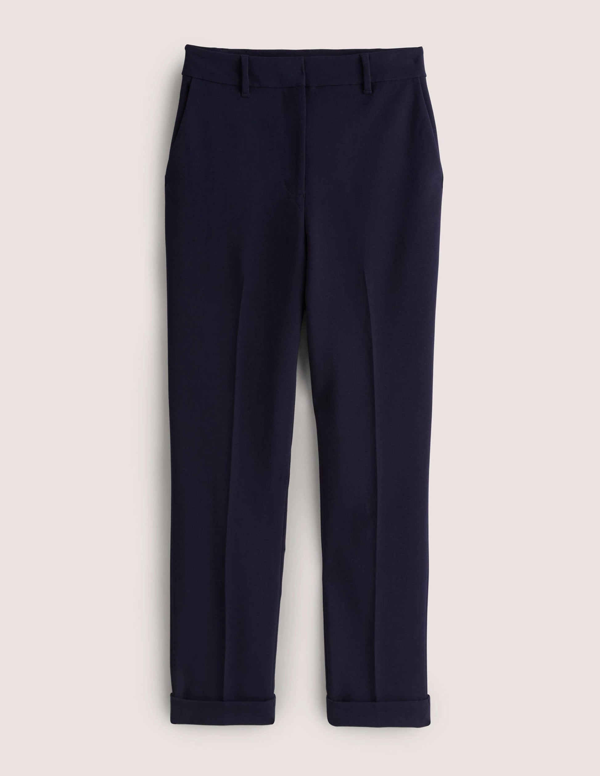 Tailored Turn Up Trousers-Navy-5