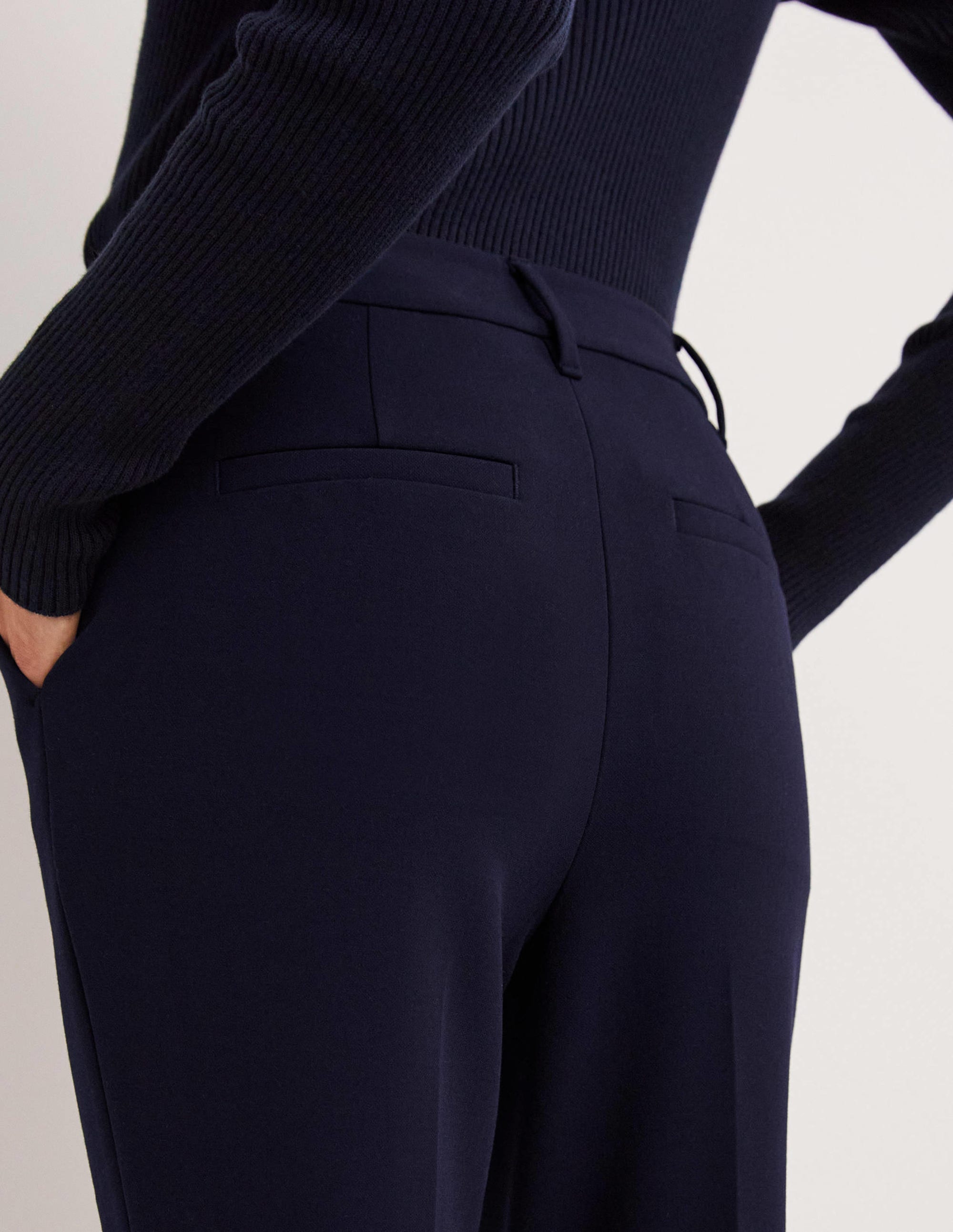 Tailored Turn Up Trousers-Navy - Image 2