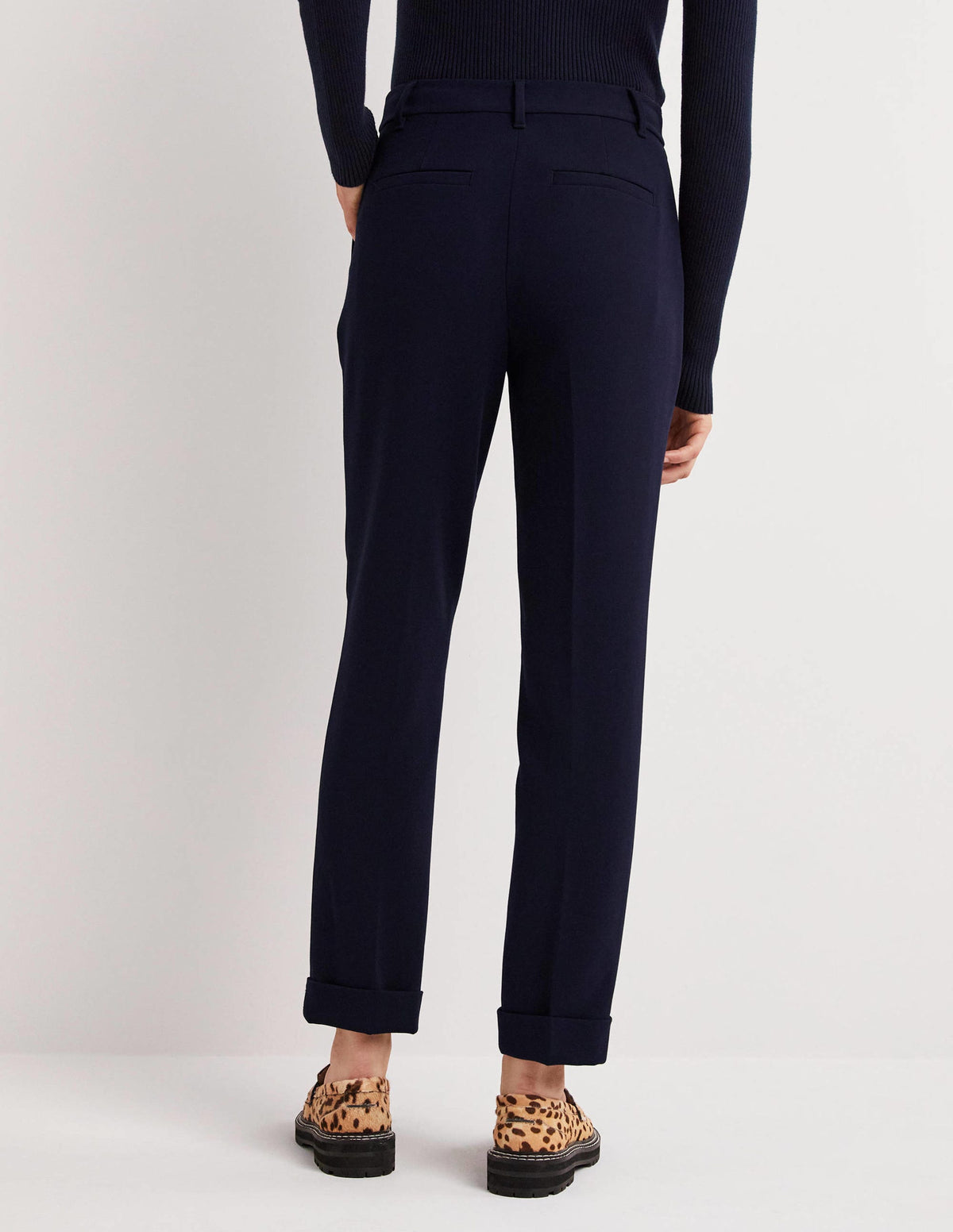 Tailored Turn Up Trousers-Navy - Image 3