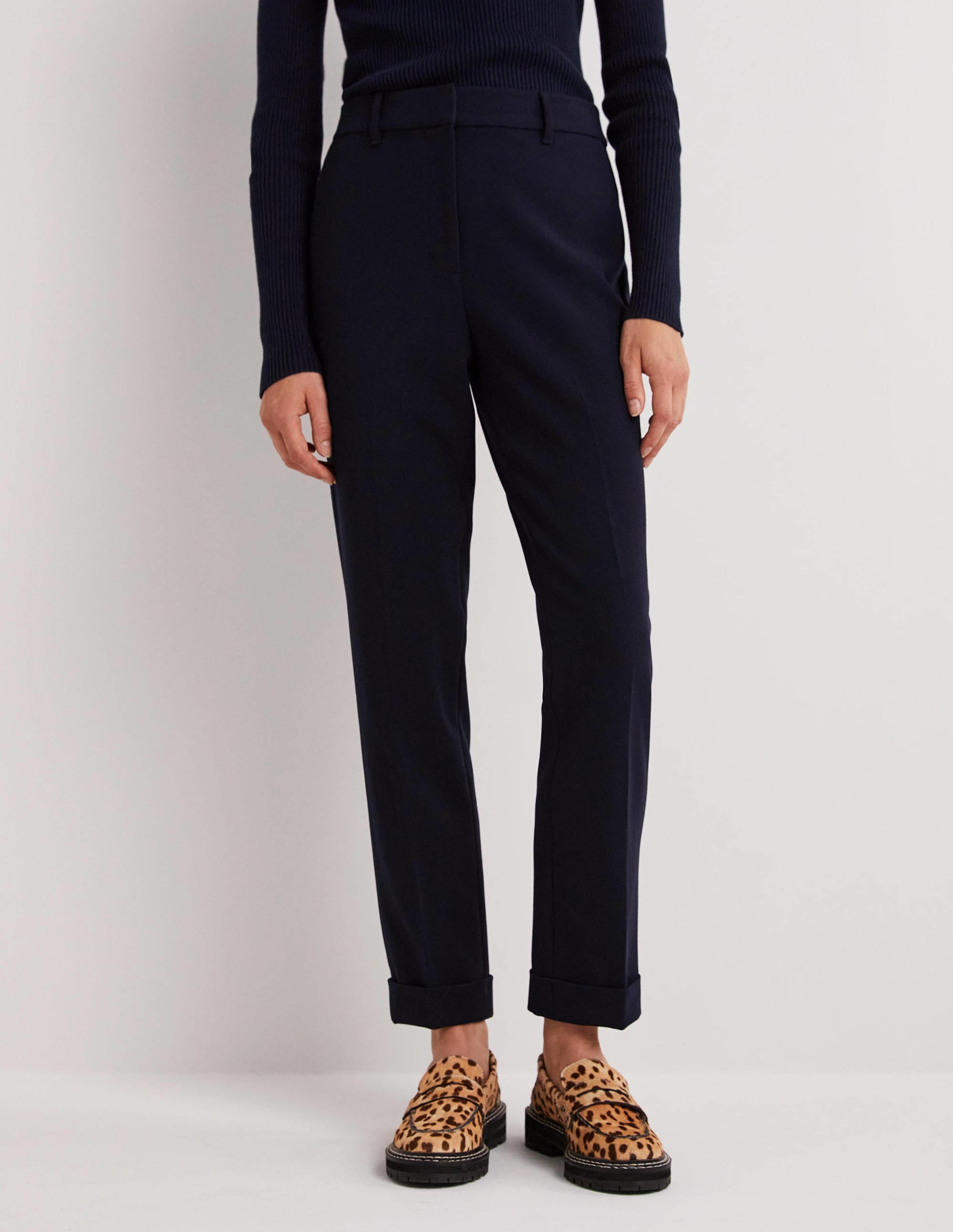 Tailored Turn Up Trousers-Navy - Image 4