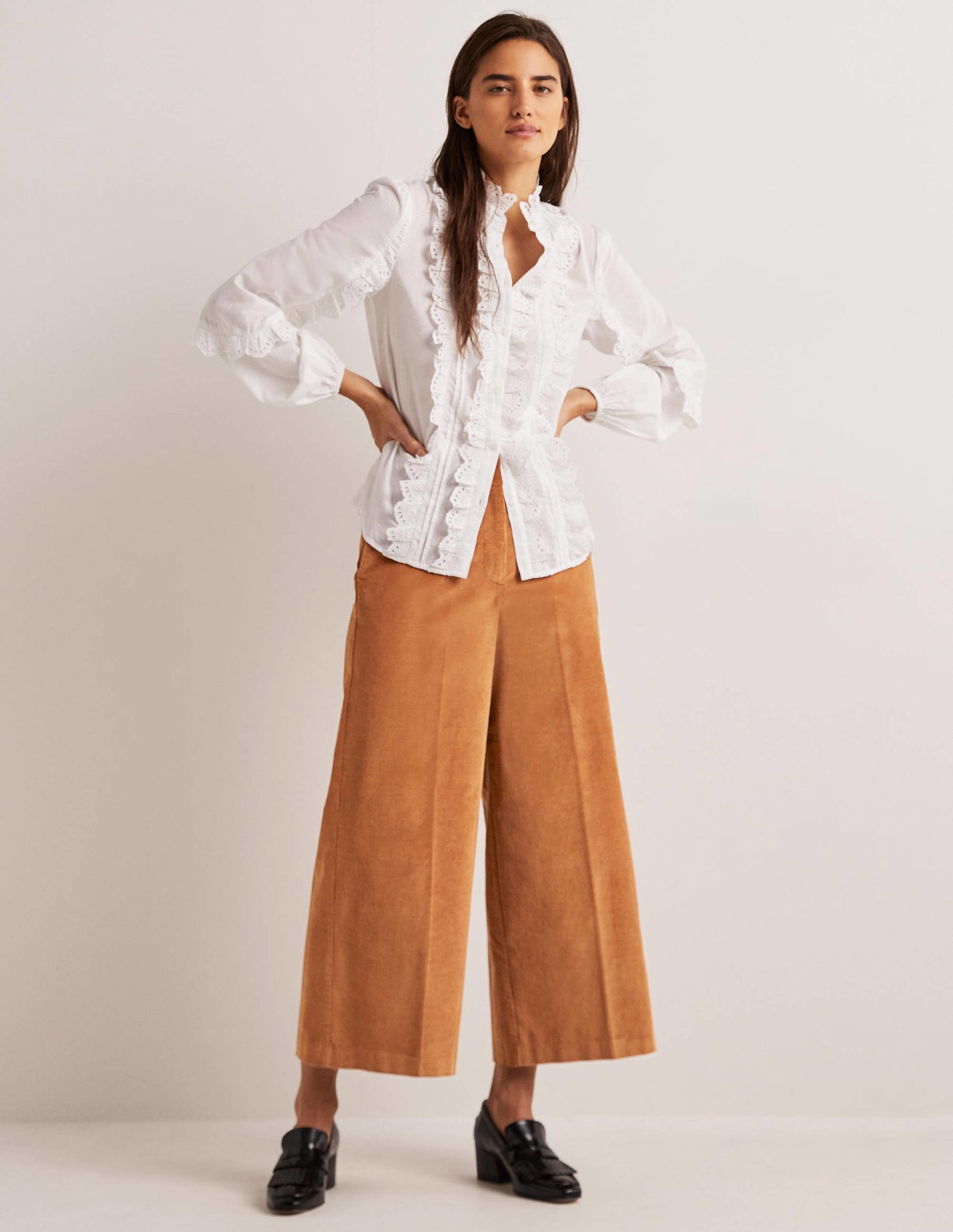 Wide Leg Culottes-Butterscotch Brown-1
