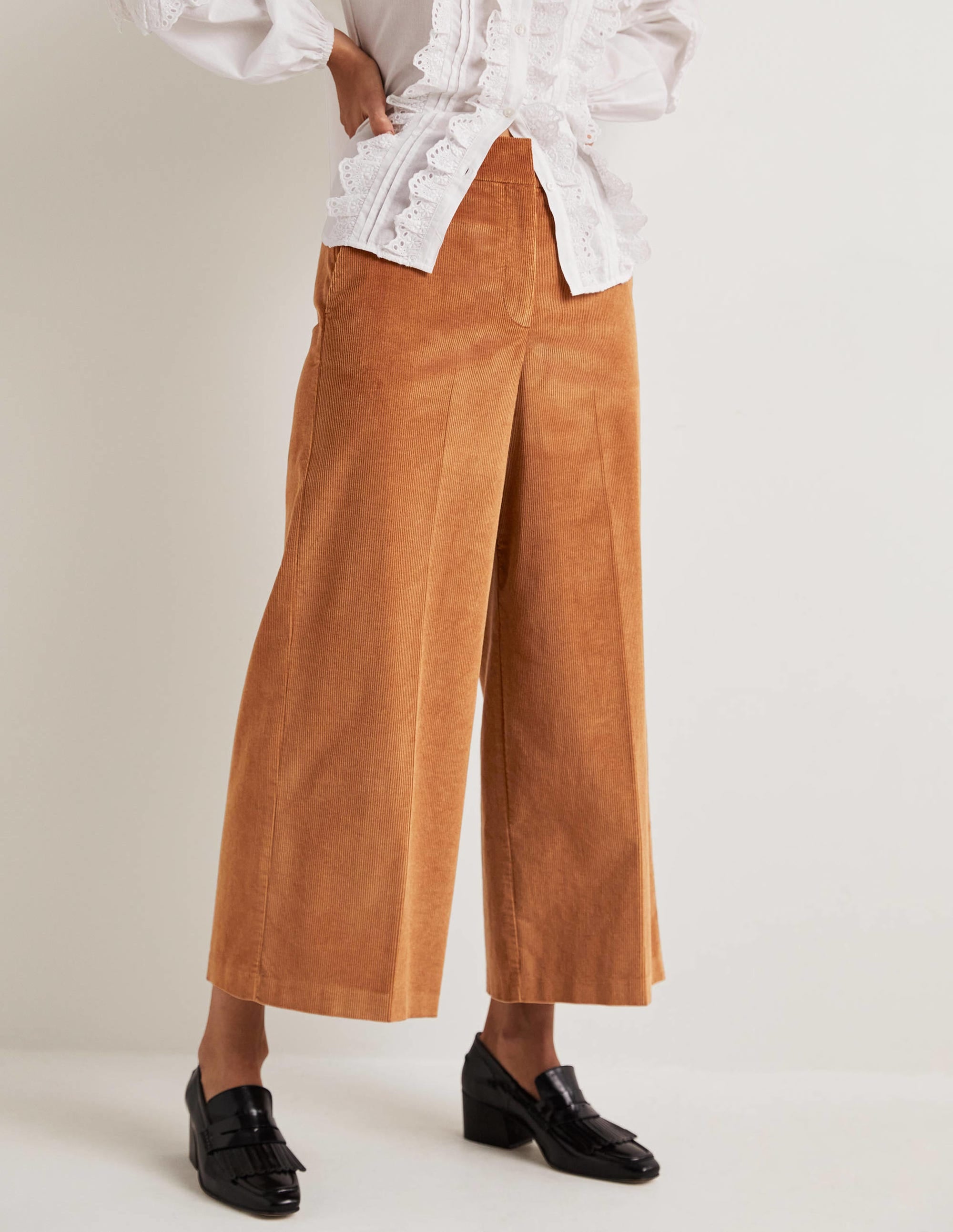 Wide Leg Culottes-Butterscotch Brown - Image 4