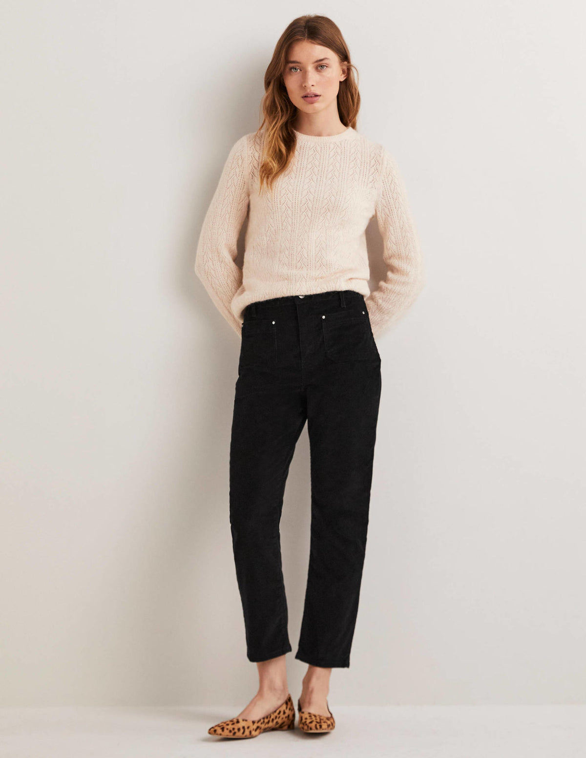Straight Leg Corduroy Jeans-Black - Image 1