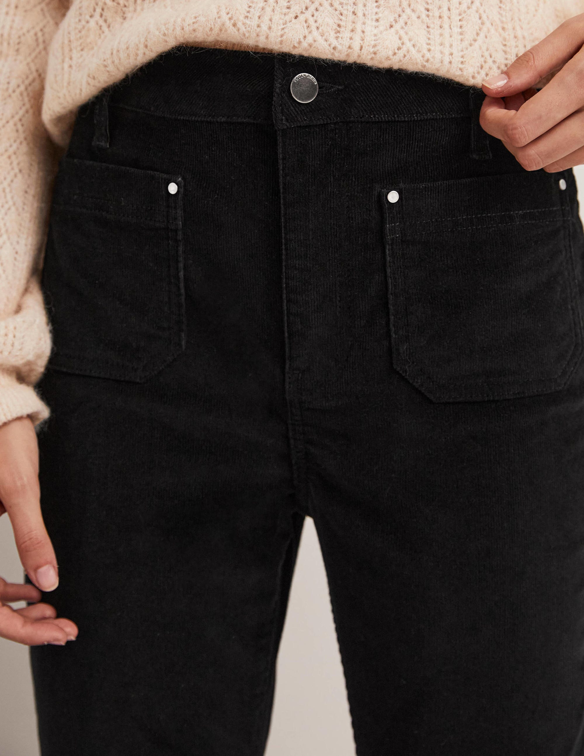Straight Leg Corduroy Jeans-Black - Image 2