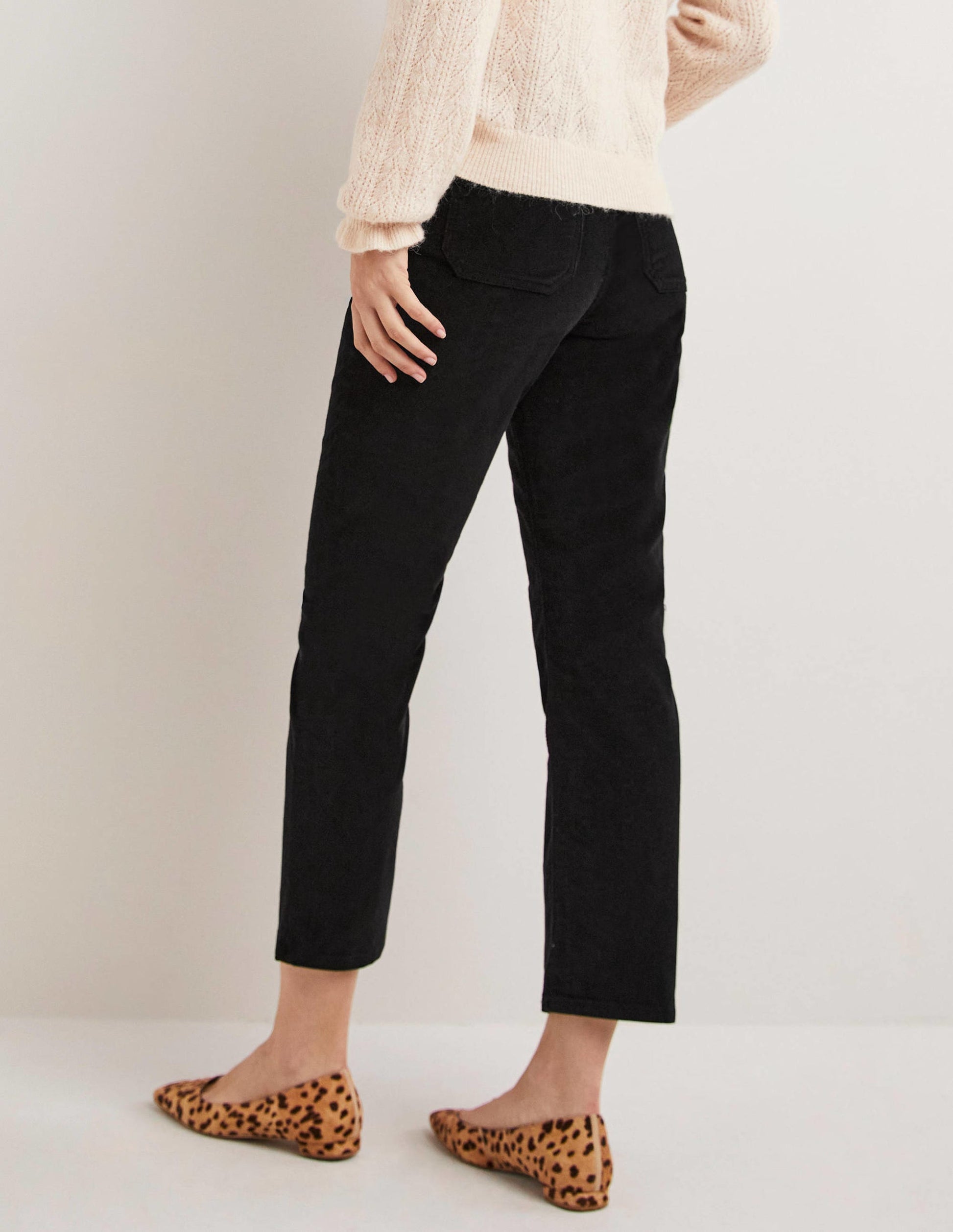 Straight Leg Corduroy Jeans-Black-3