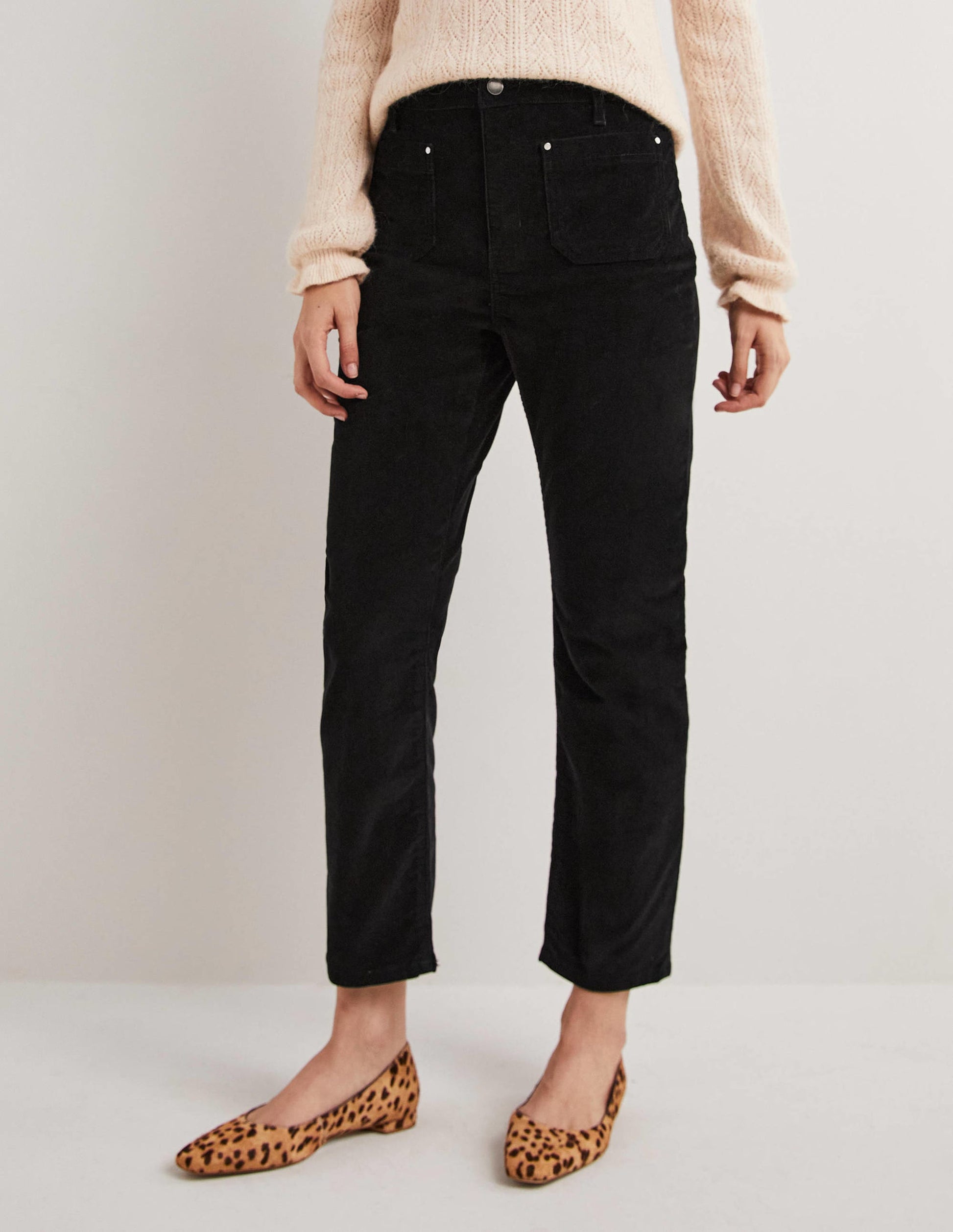 Straight Leg Corduroy Jeans-Black-4