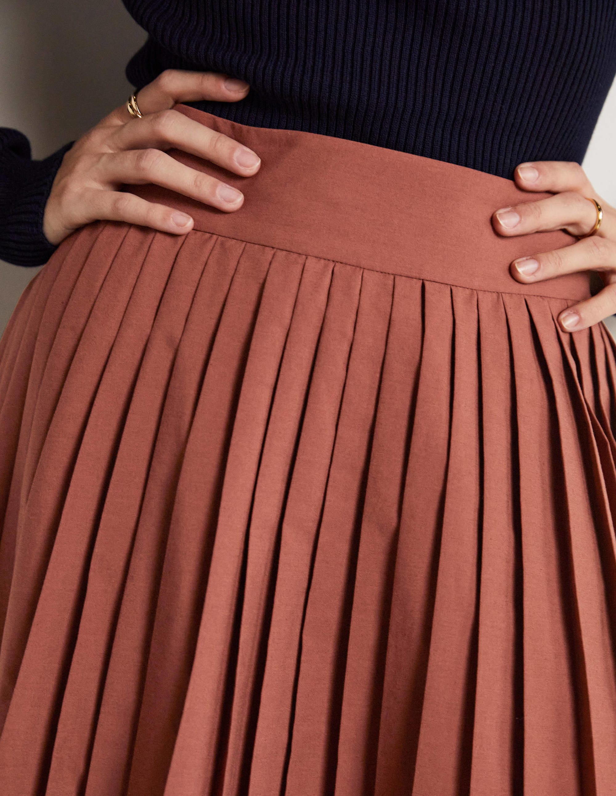 Pleated Cotton Mini Skirt-Red Oak - Image 6