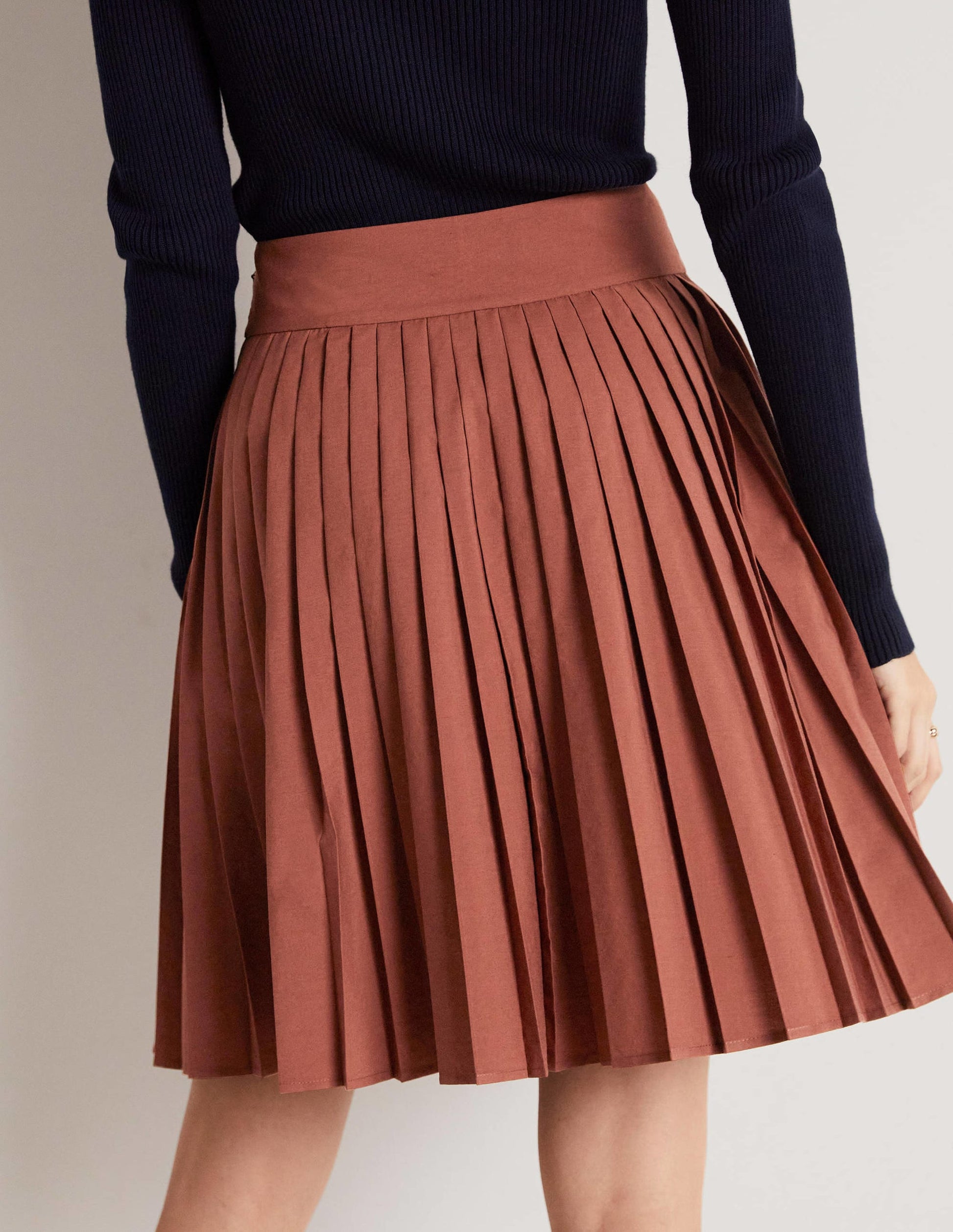 Pleated Cotton Mini Skirt-Red Oak-7