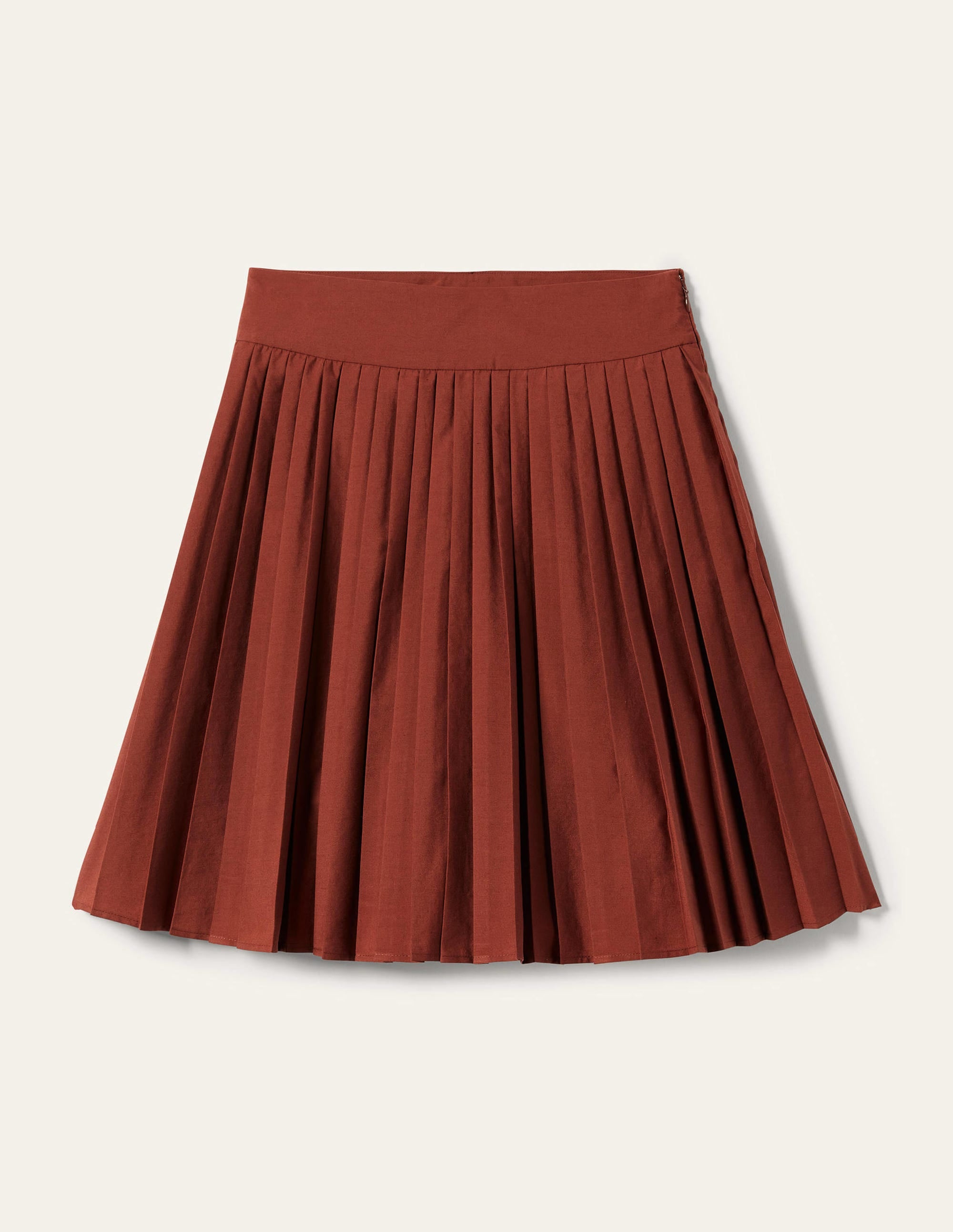 Pleated Cotton Mini Skirt-Red Oak - Image 9