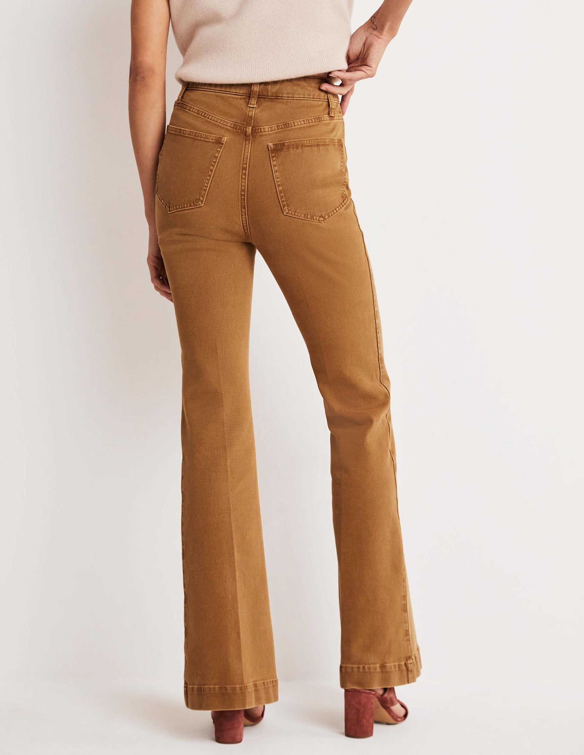 High Waist Flare Pants-Butterscotch Brown-8