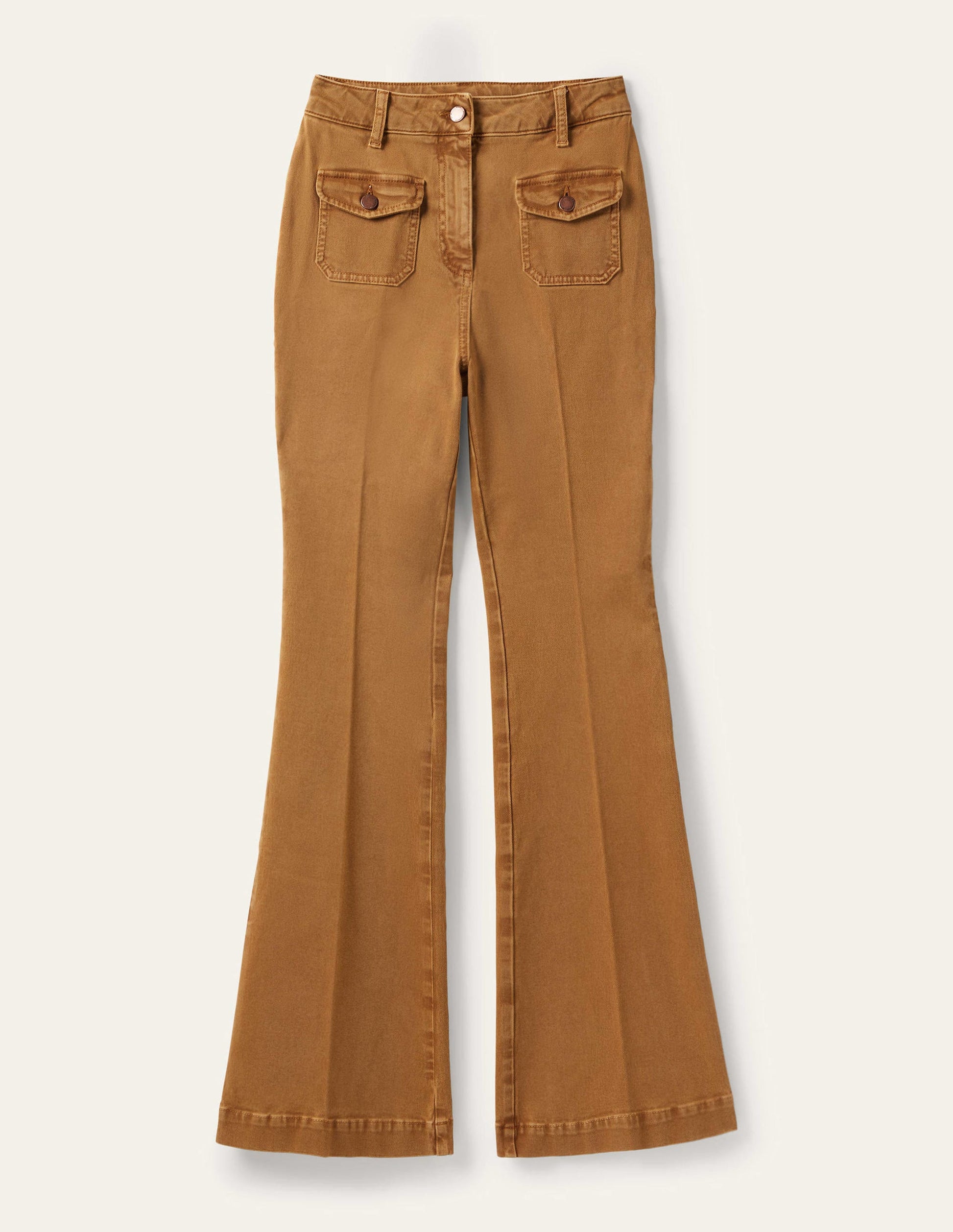 High Waist Flare Pants-Butterscotch Brown-11
