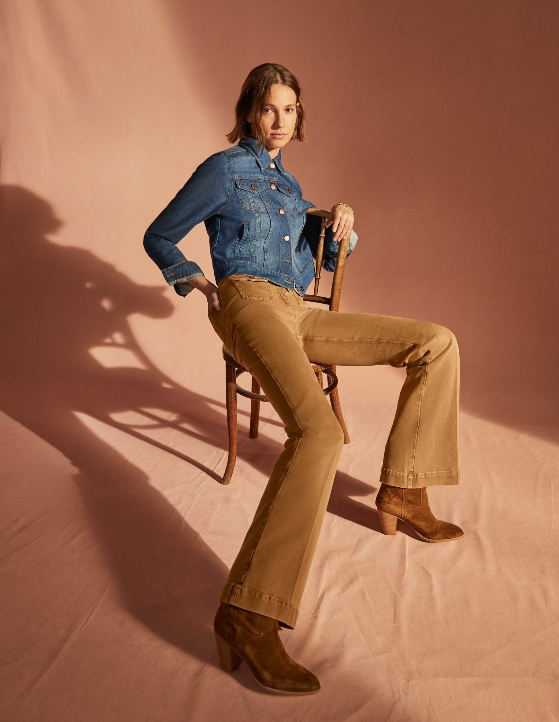High Waist Flare Pants-Butterscotch Brown-12