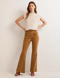 High Waist Flare Pants-Butterscotch Brown