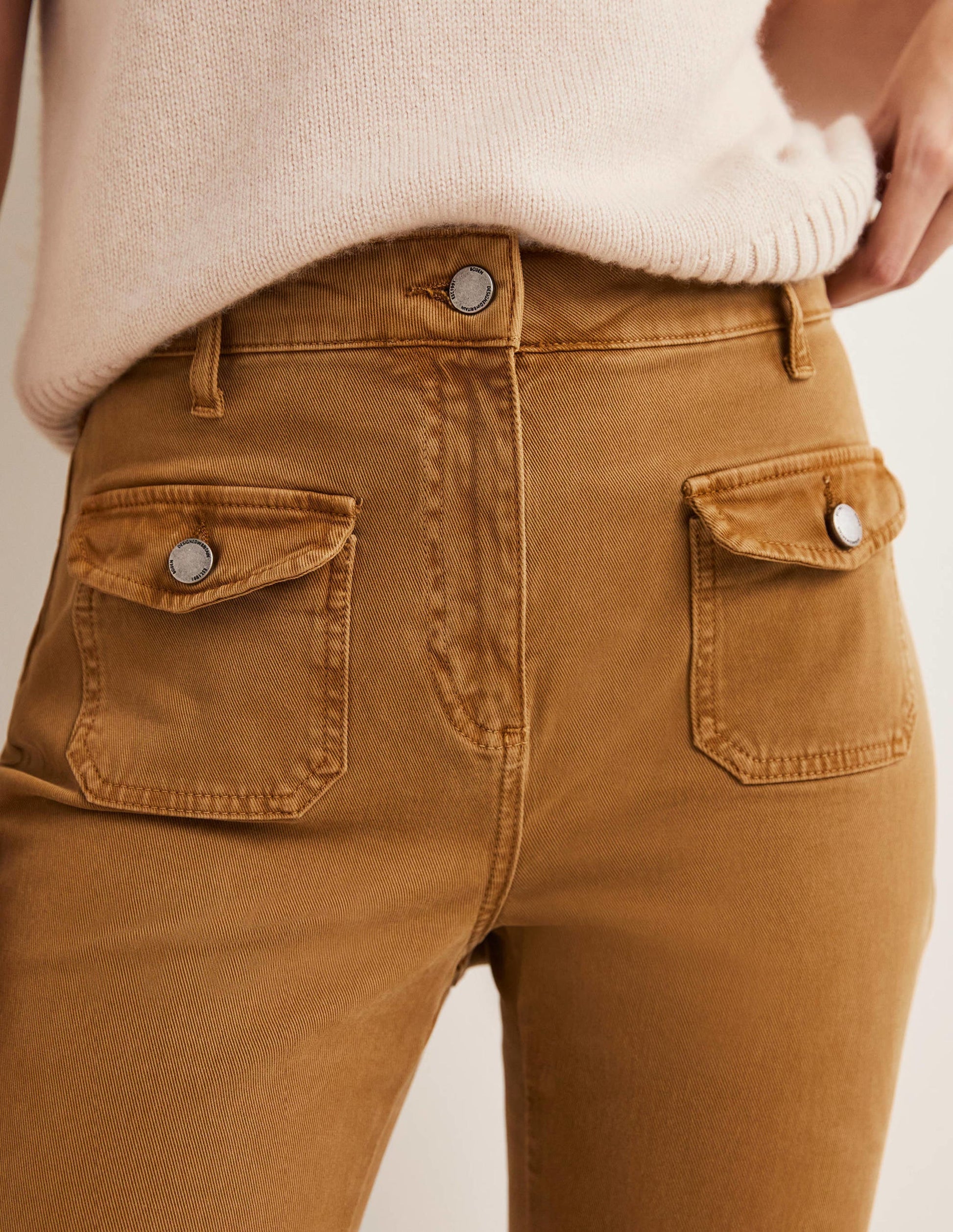 High Waist Flare Pants-Butterscotch Brown-4