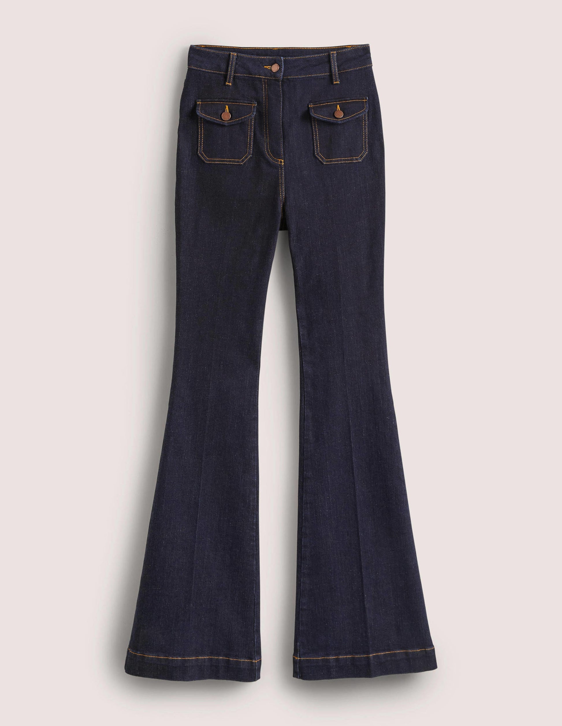 High Waist Flare Pants-Indigo-4