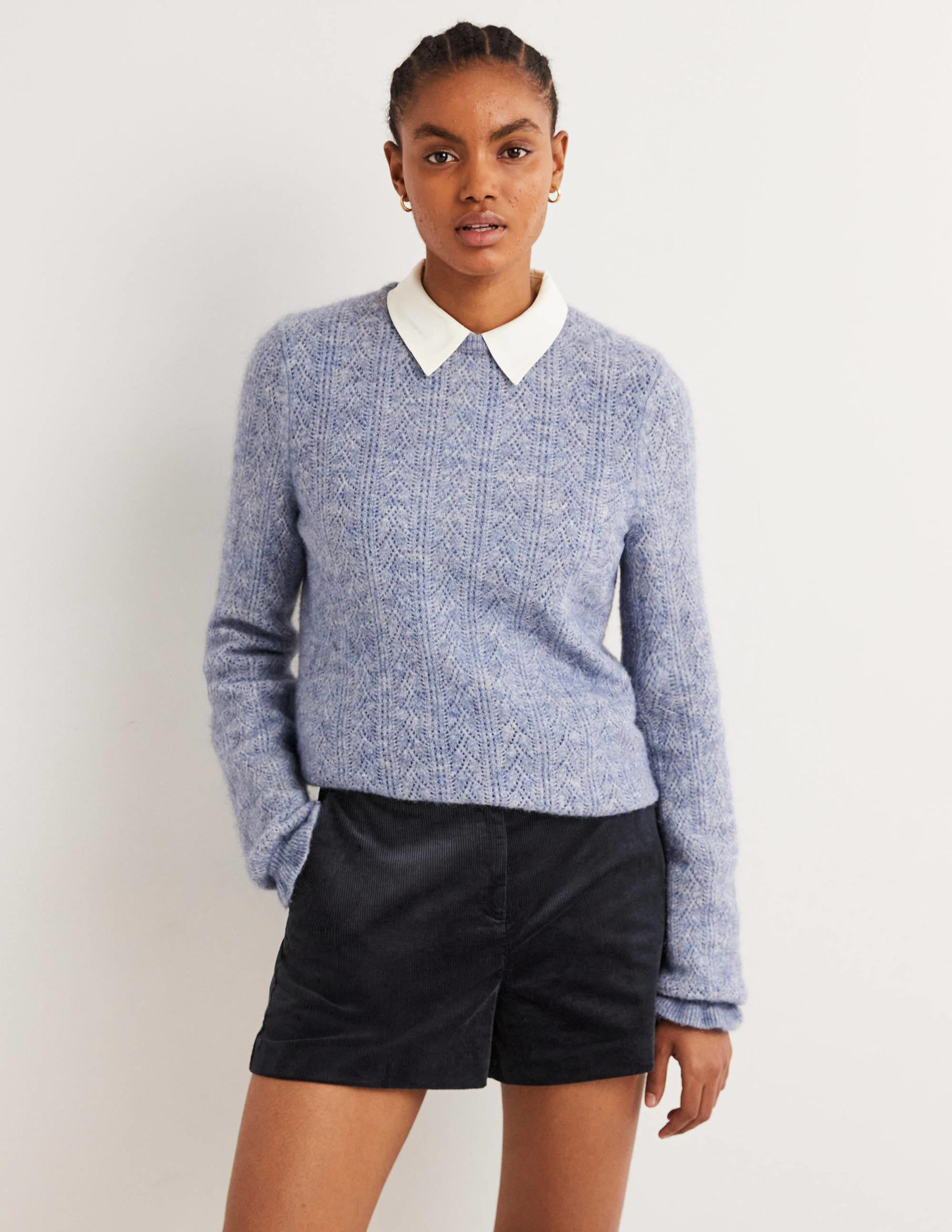 High Waist Shorts-Navy - Image 1