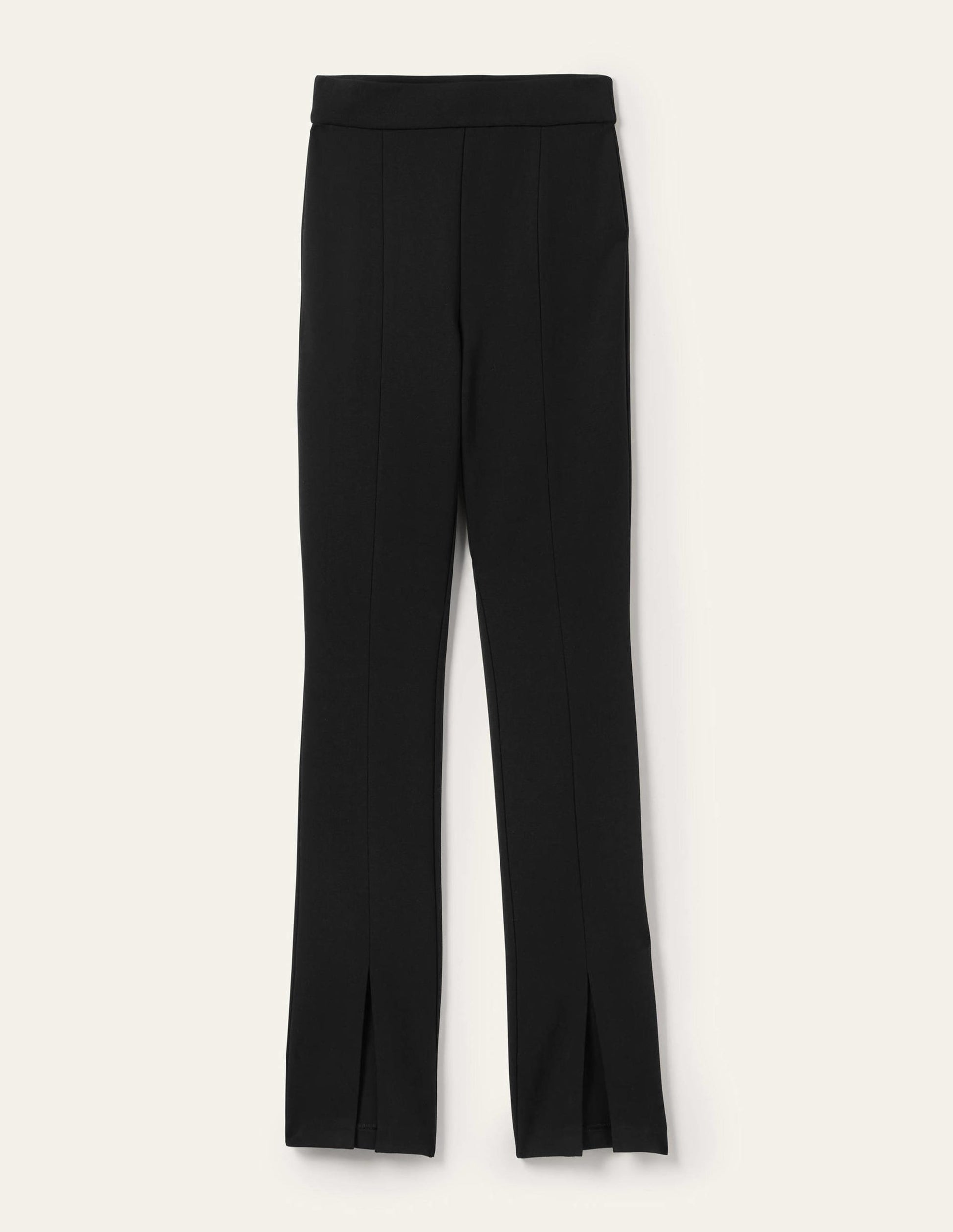 Front Split Jersey Pants-Black-8