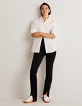 Front Split Jersey Pants-Black