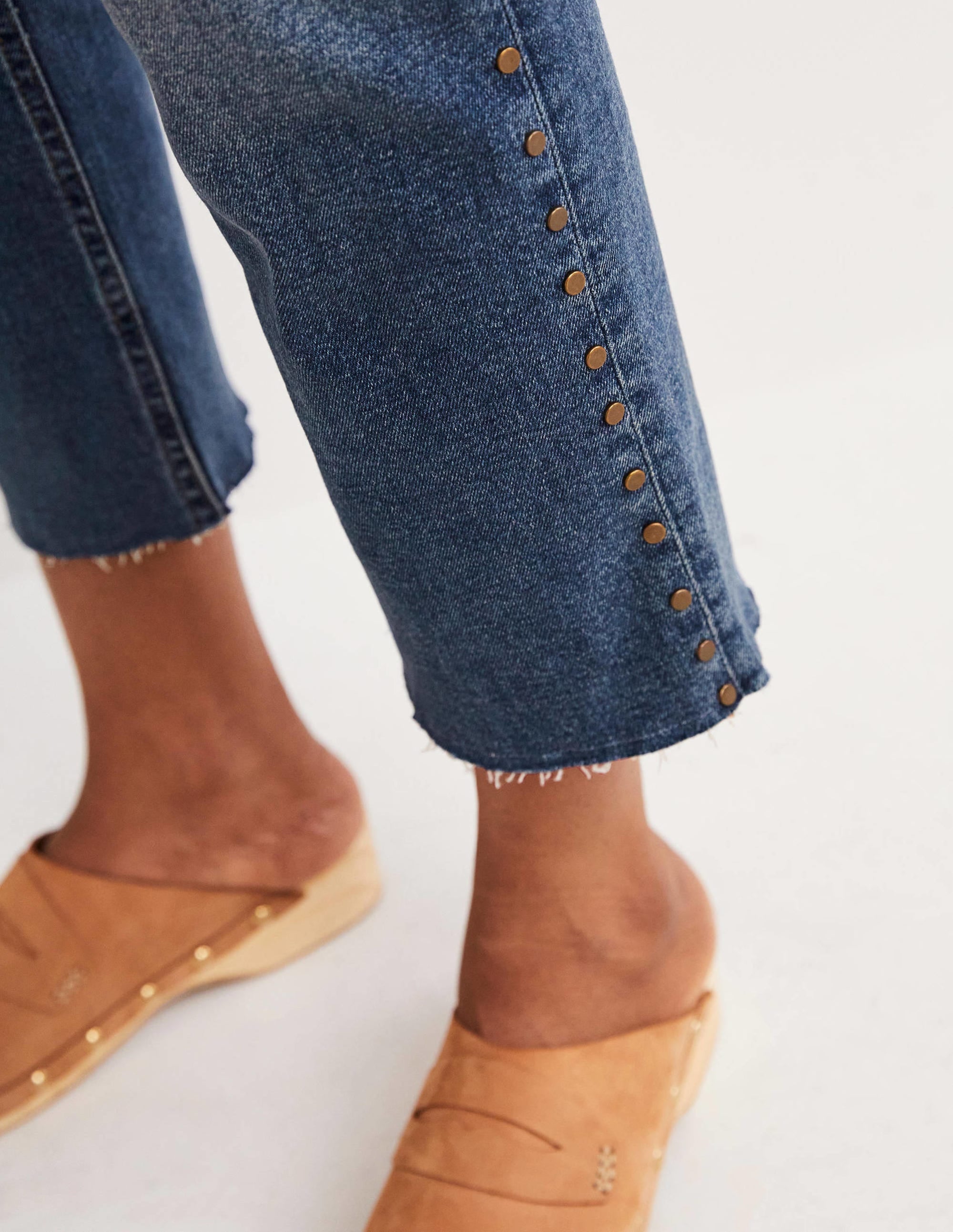 Relaxed Straight Studded Jeans-Mid Vintage, Stud - Image 5