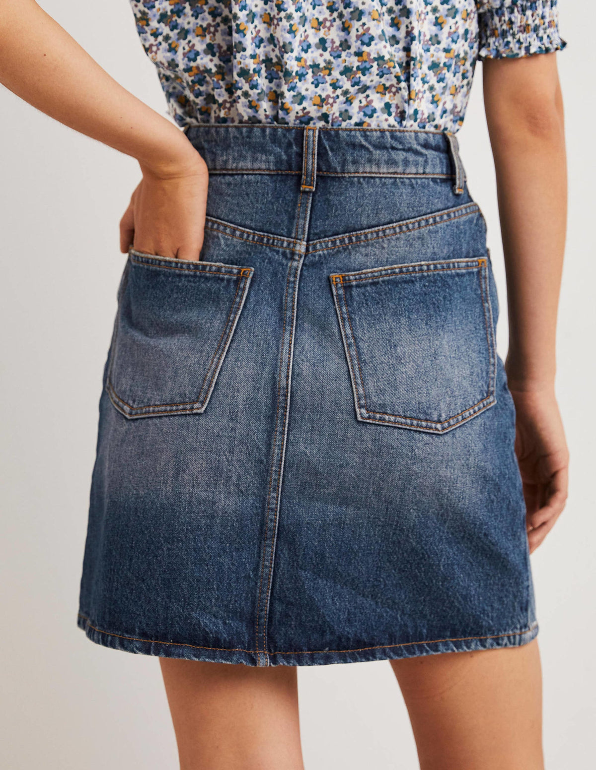 Authentic Denim Mini Skirt-Green Tint Denim - Image 3