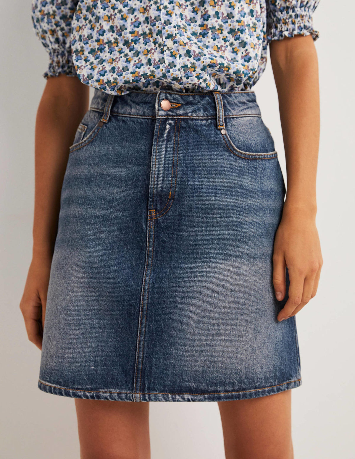 Authentic Denim Mini Skirt-Green Tint Denim - Image 4