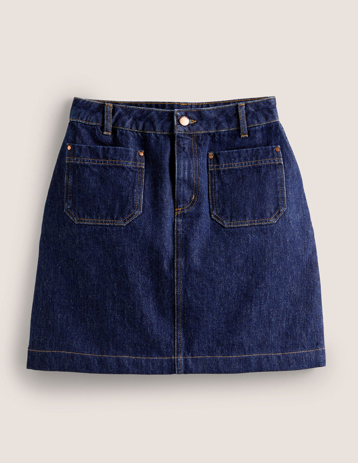 Patch Pocket Denim Mini Skirt-Indigo Denim - Image 6