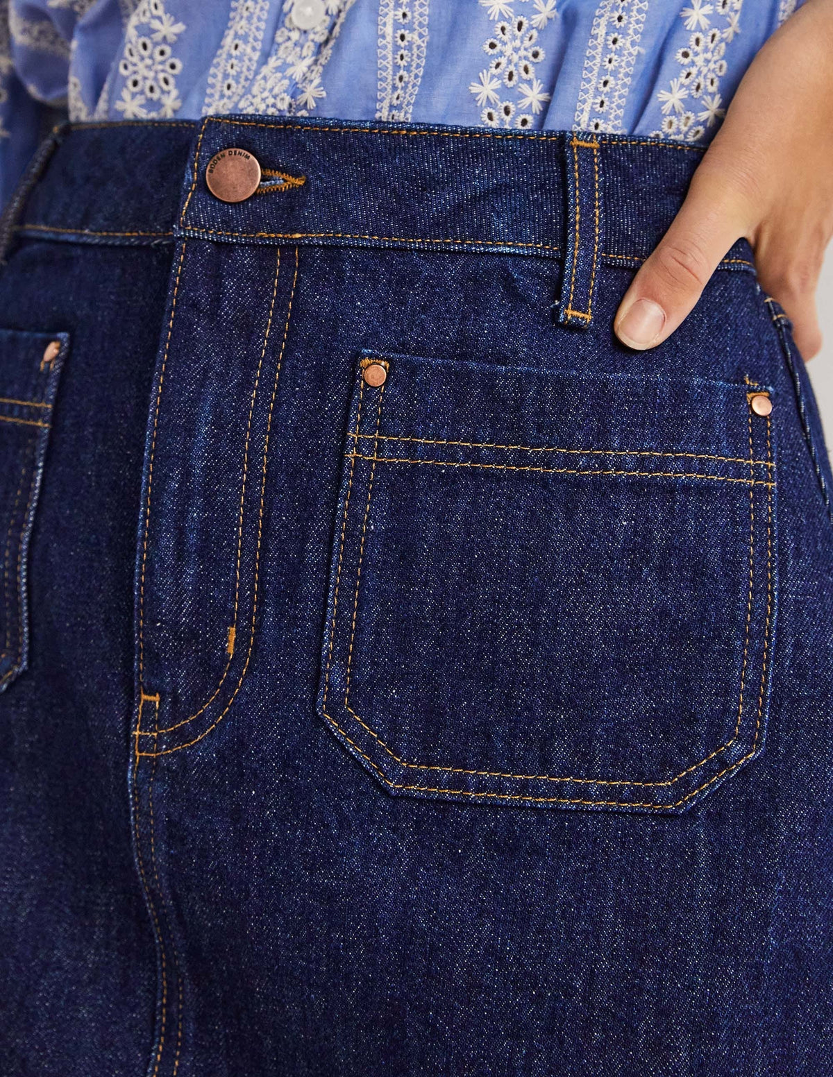 Patch Pocket Denim Mini Skirt-Indigo Denim-5