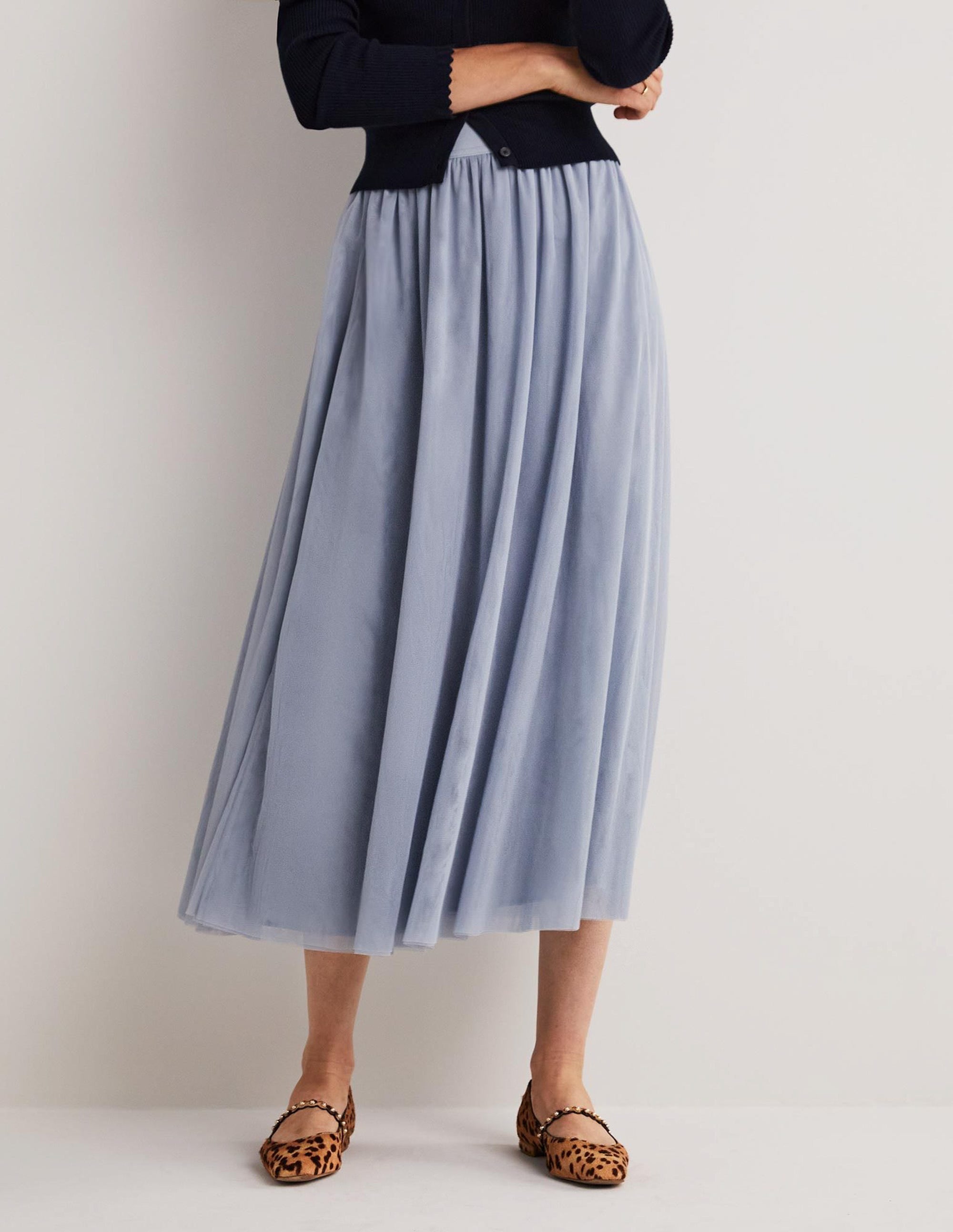 Tulle Full Midi Skirt-Dusty Blue - Image 4