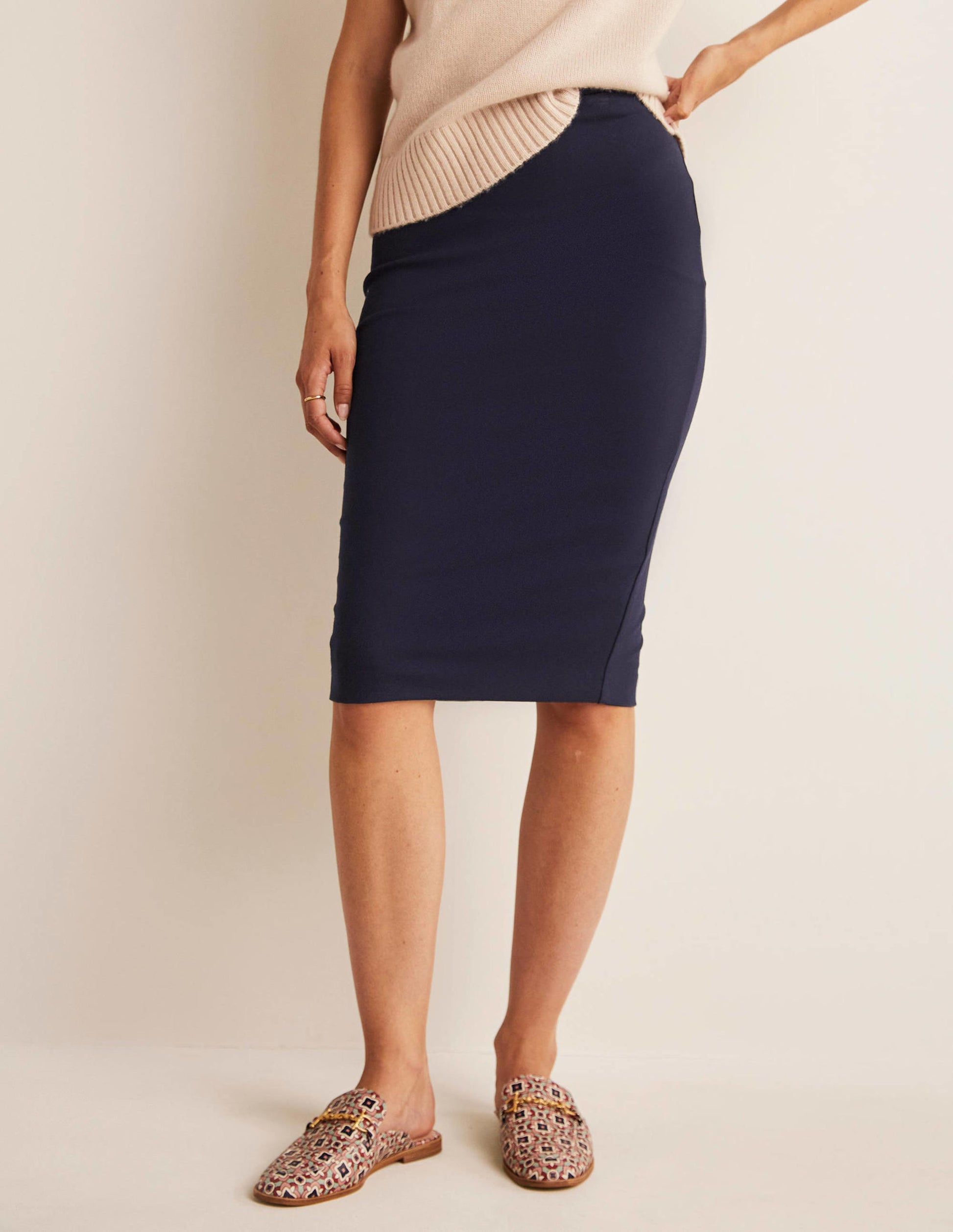 Hampshire Ponte Skirt-Navy-7