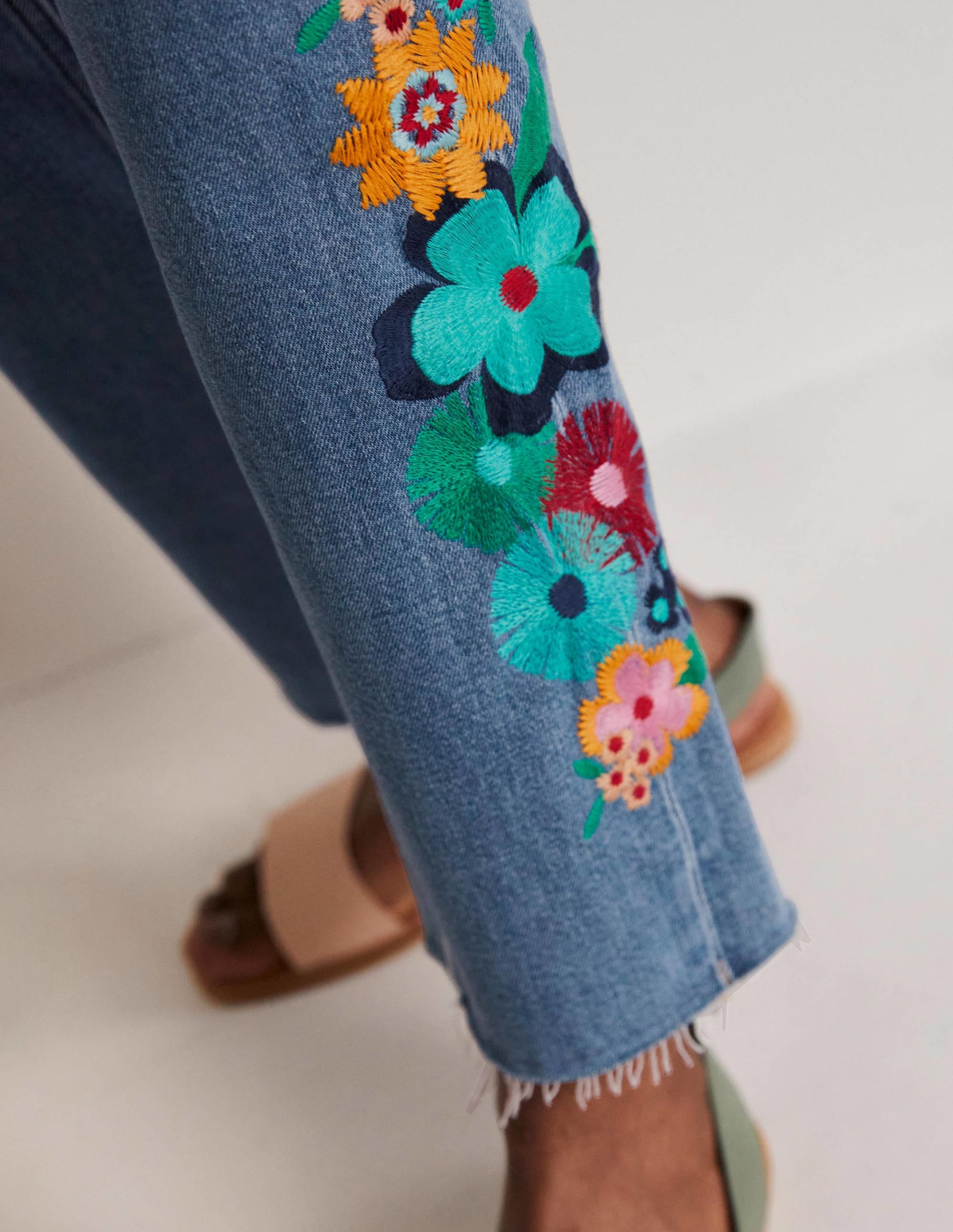 Relaxed Straight Jeans-Floral Multi Embroidery - Image 2