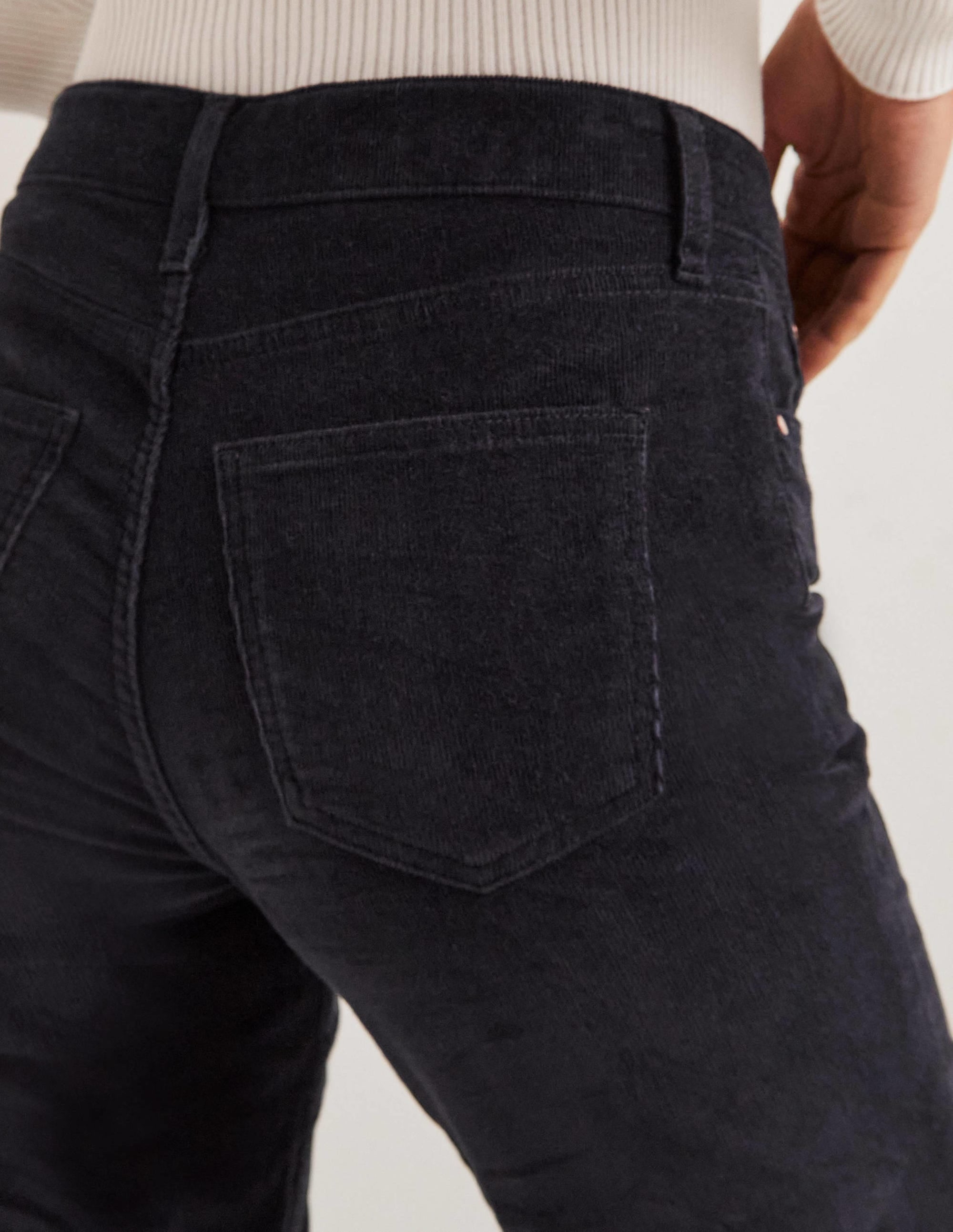 Corduroy Slim Straight Jeans-Navy - Image 2