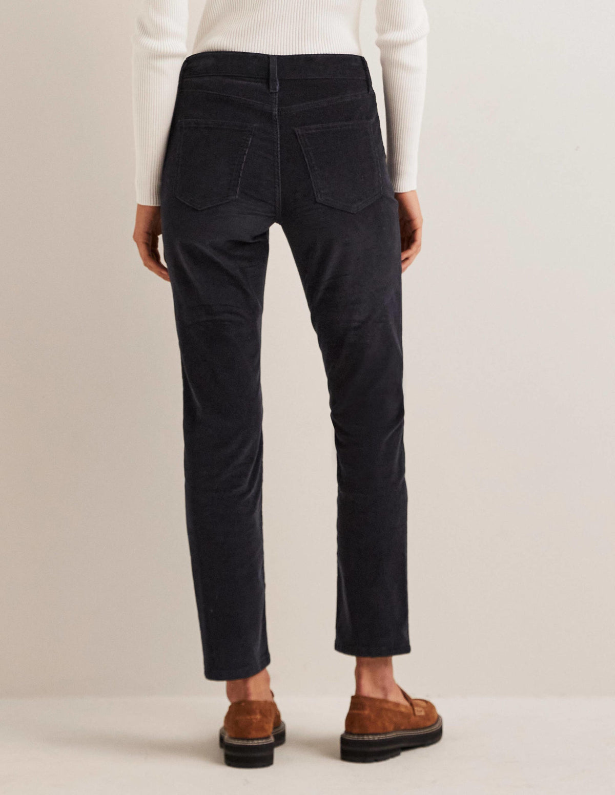 Corduroy Slim Straight Jeans-Navy - Image 3