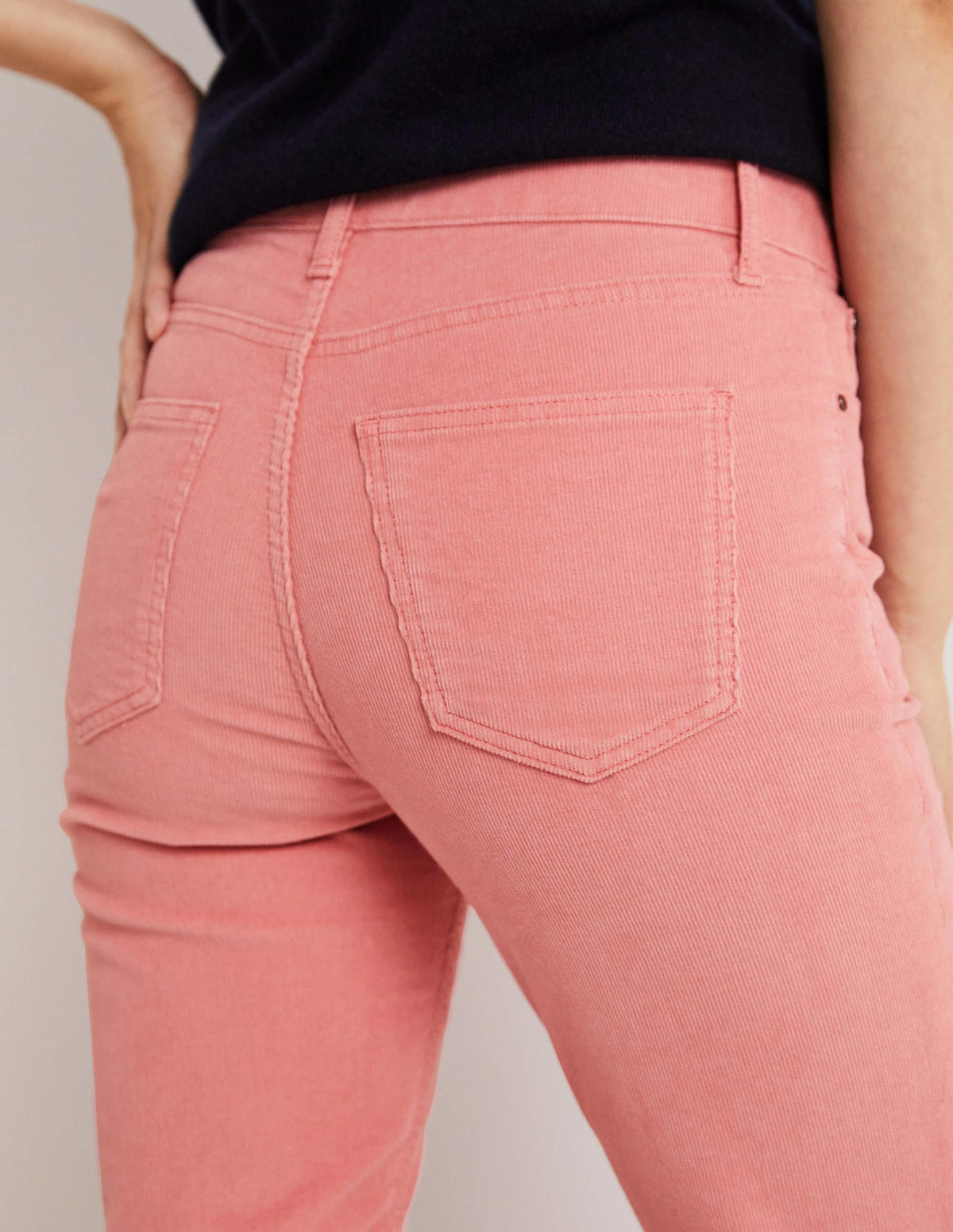 Corduroy Slim Straight Jeans-Almond Pink - Image 2