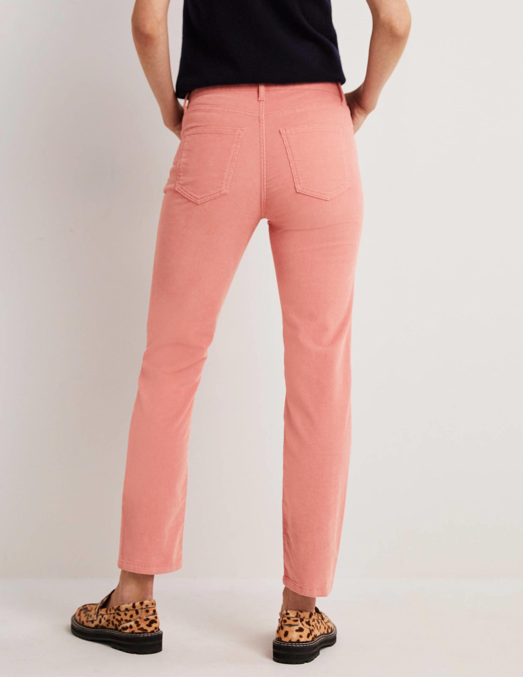 Corduroy Slim Straight Jeans-Almond Pink - Image 3