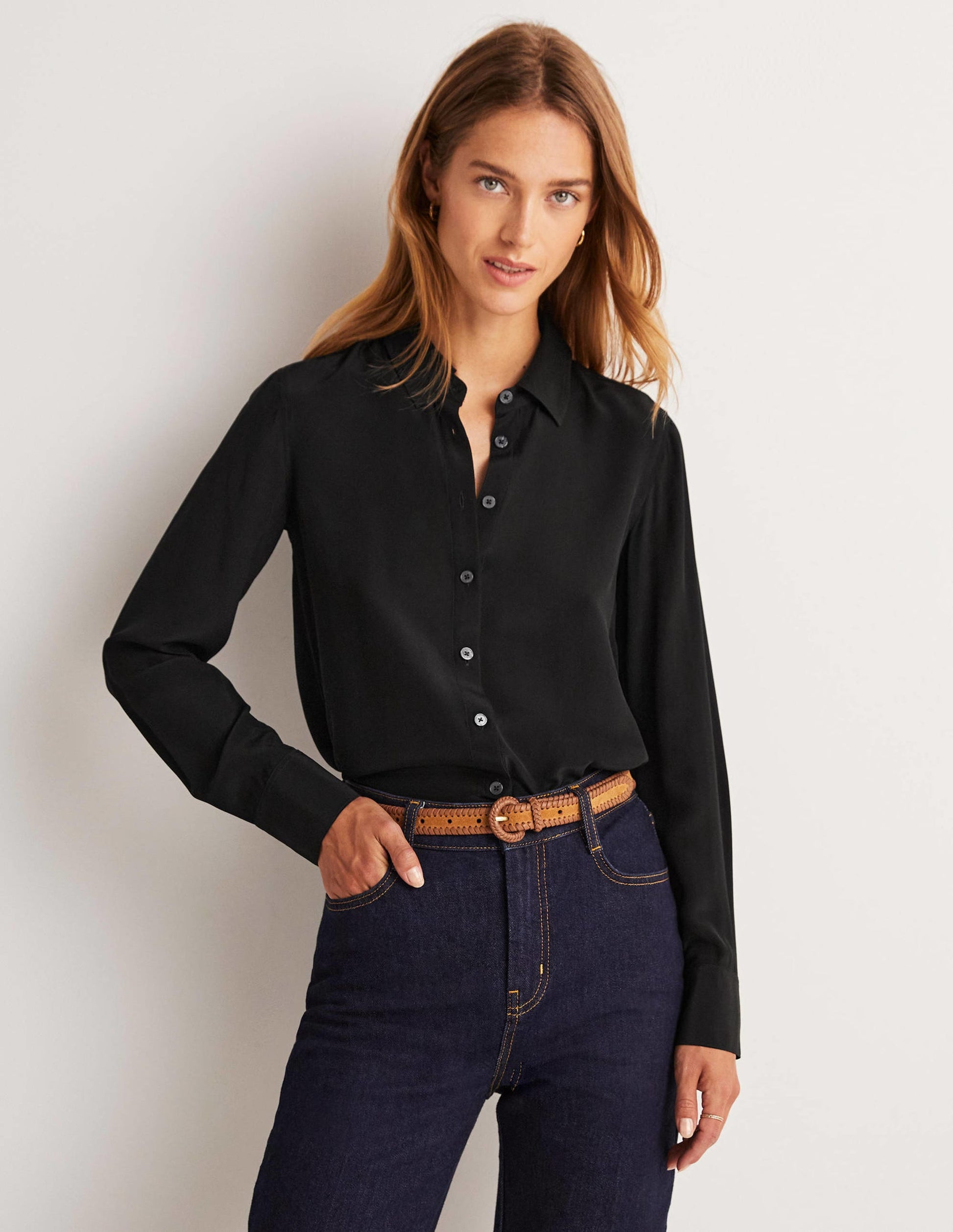 Silk Shirt-Black-1