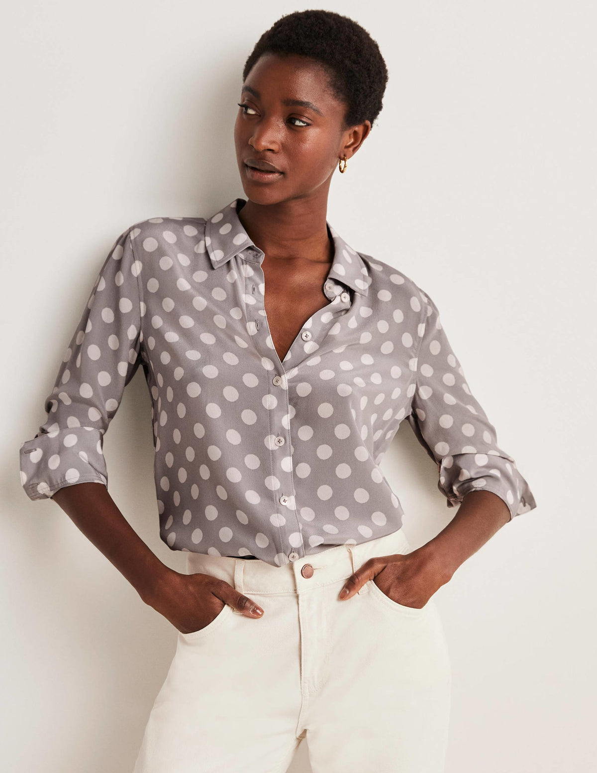 Silk Shirt-Grey Spot - Image 4