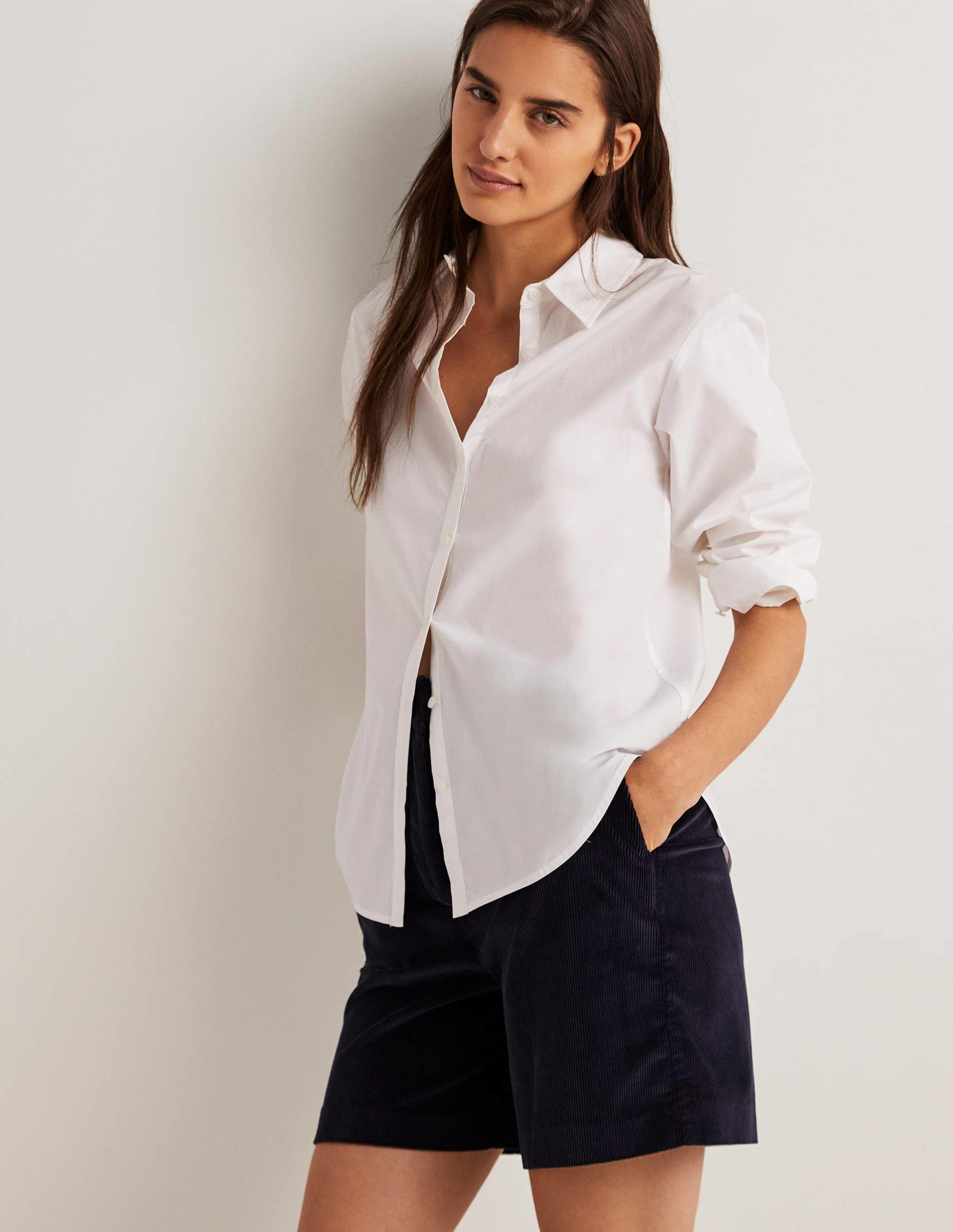 Relaxed Cotton Shirt-White-1