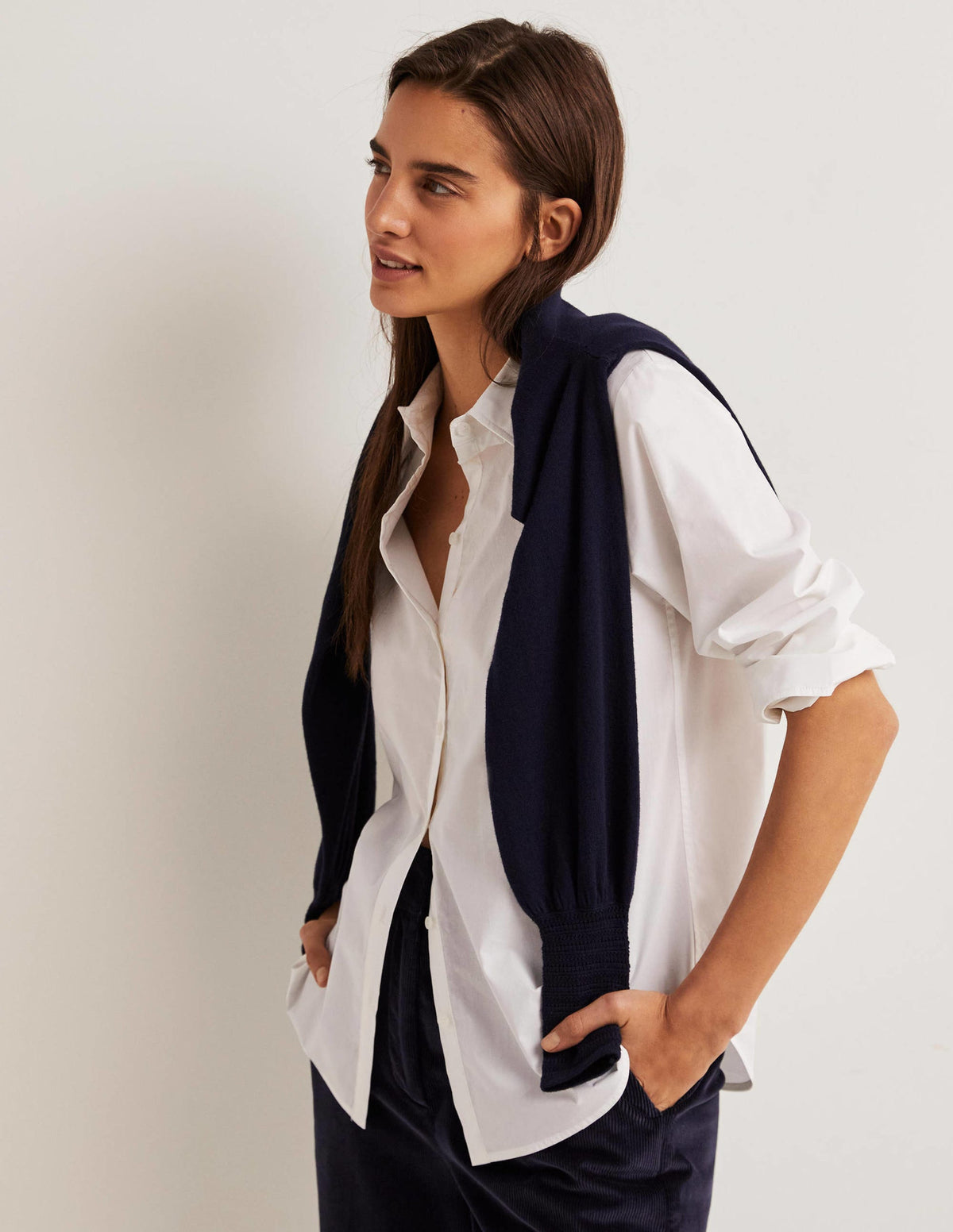 Relaxed Cotton Shirt-White-5