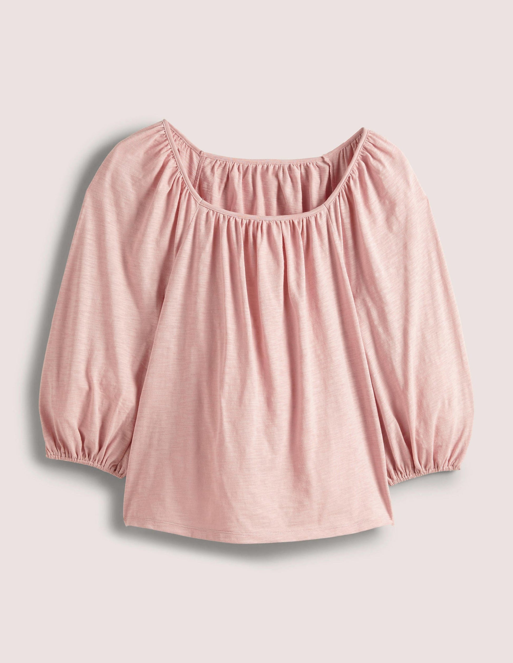 Blouson Sleeve Cotton Top-Milkshake Pink-5