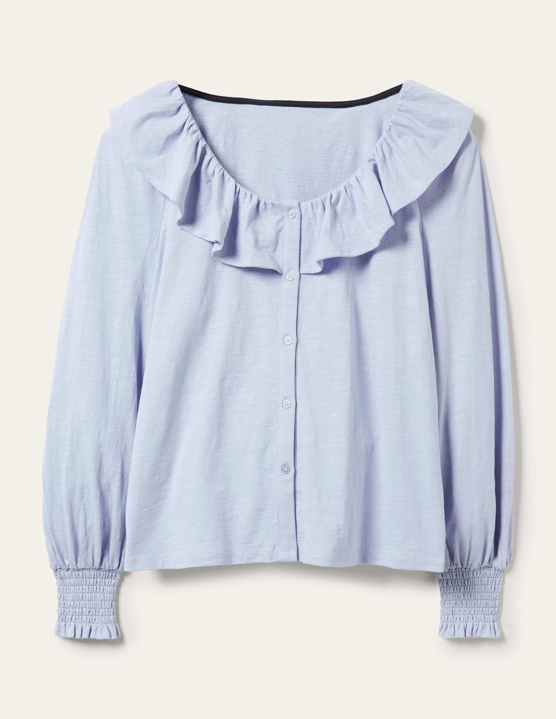 Scoop Frill Neck Jersey Top-Brunnera Blue-9