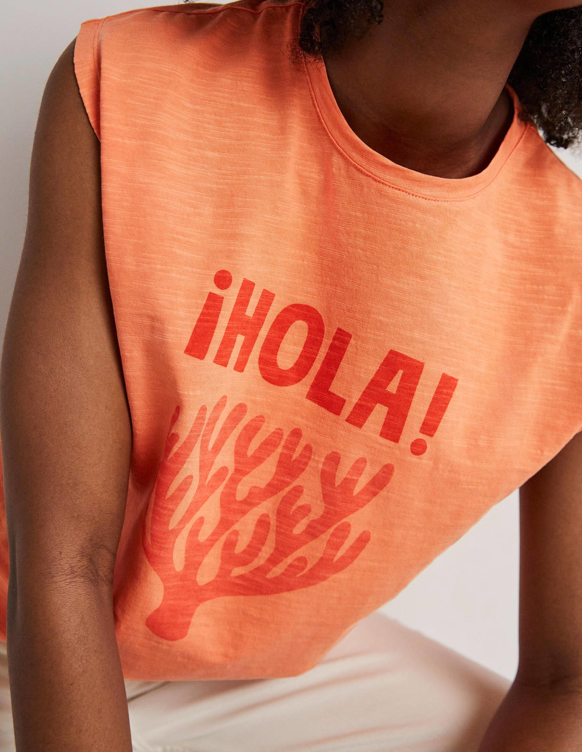 Grown On Sleeve Cotton T-shirt-Dusty Orange-7